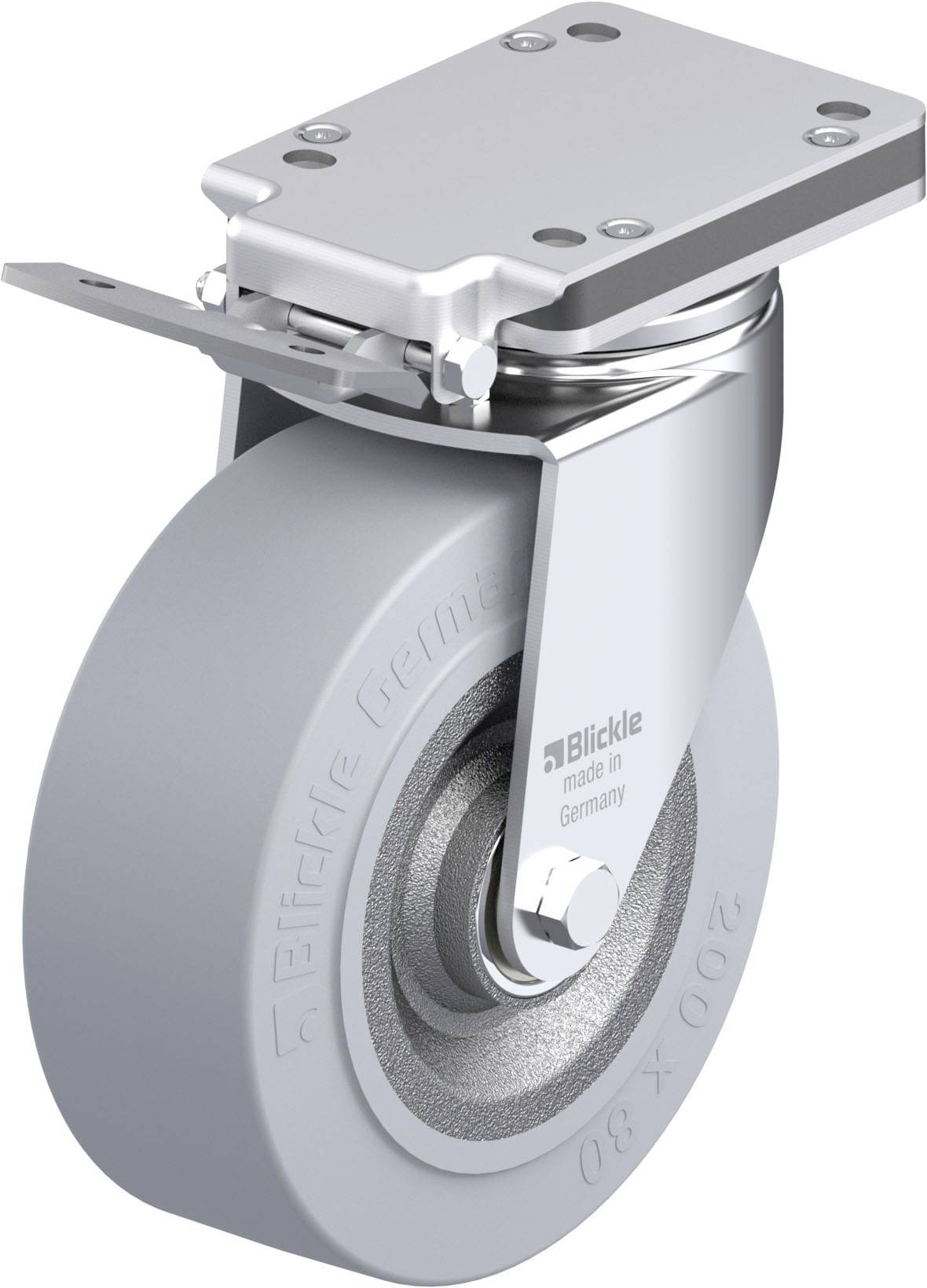 Blickle 897360 LH-SE 202K-IS-SG Acéllemez forgógörgő KerékØ: 200 mm Teherbírás (max.): 800 kg 1 db