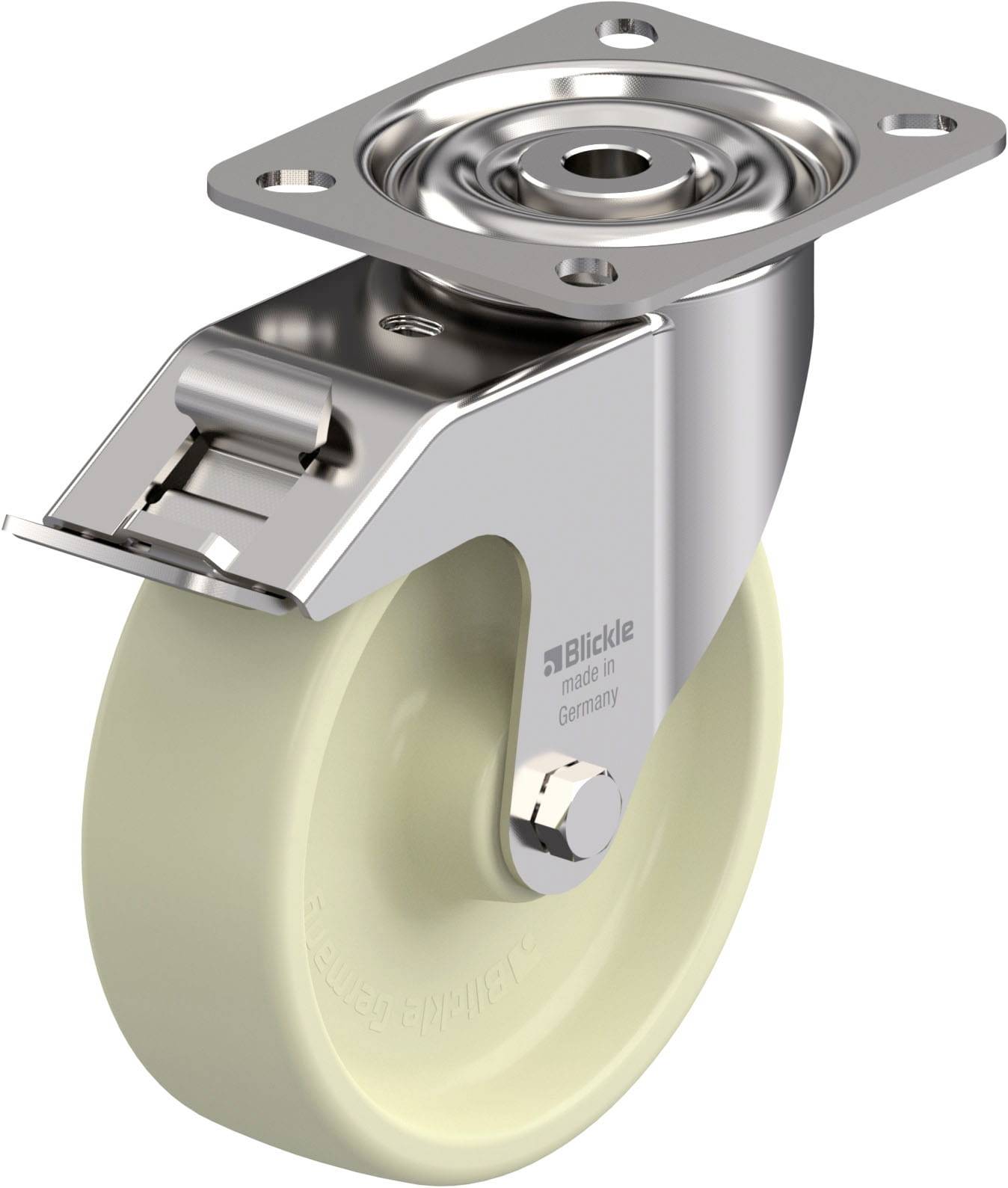 Blickle 879115 LIX-POH 125G-FI Hőálló rozsdamentes acél forgógörgő KerékØ: 125 mm Teherbírás (max.): 150 kg 1 db