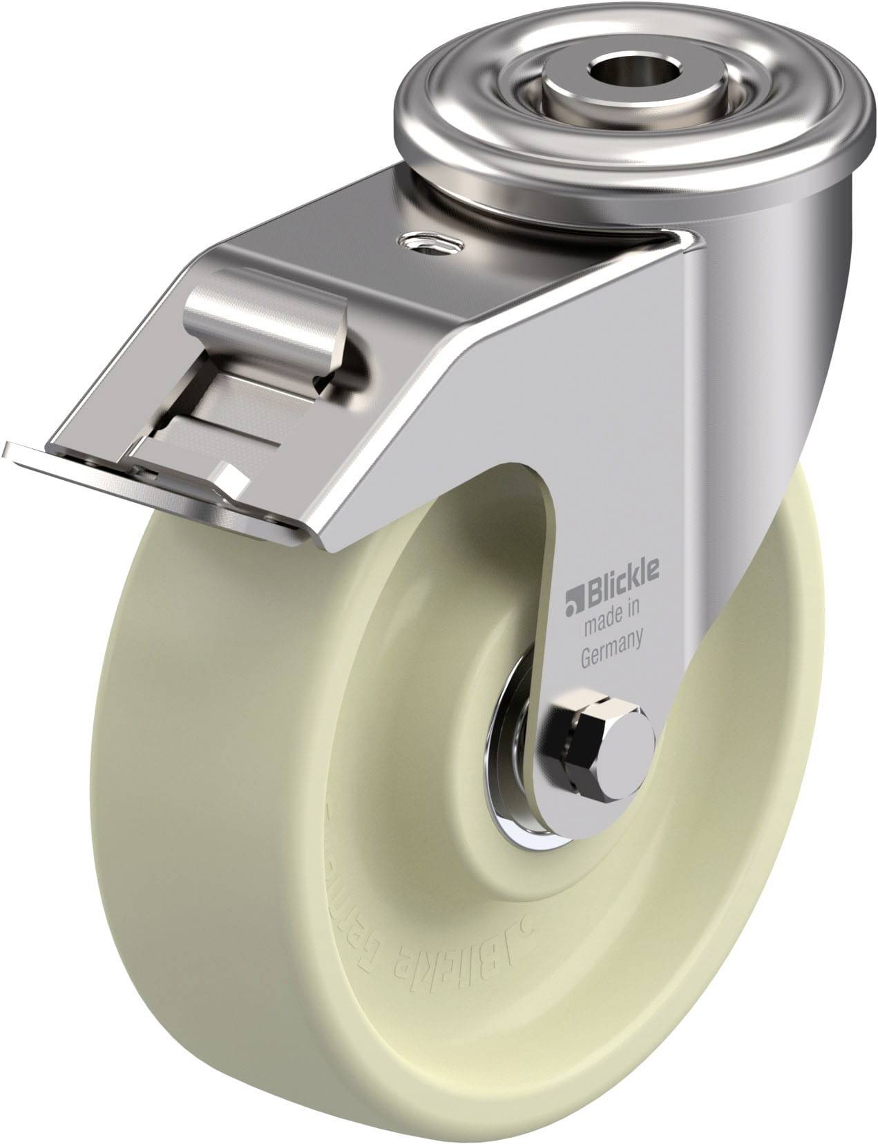 Blickle 917740 LIXR-POH 125HXK-FI Hőálló rozsdamentes acél forgógörgő KerékØ: 125 mm Teherbírás (max.): 150 kg 1 db