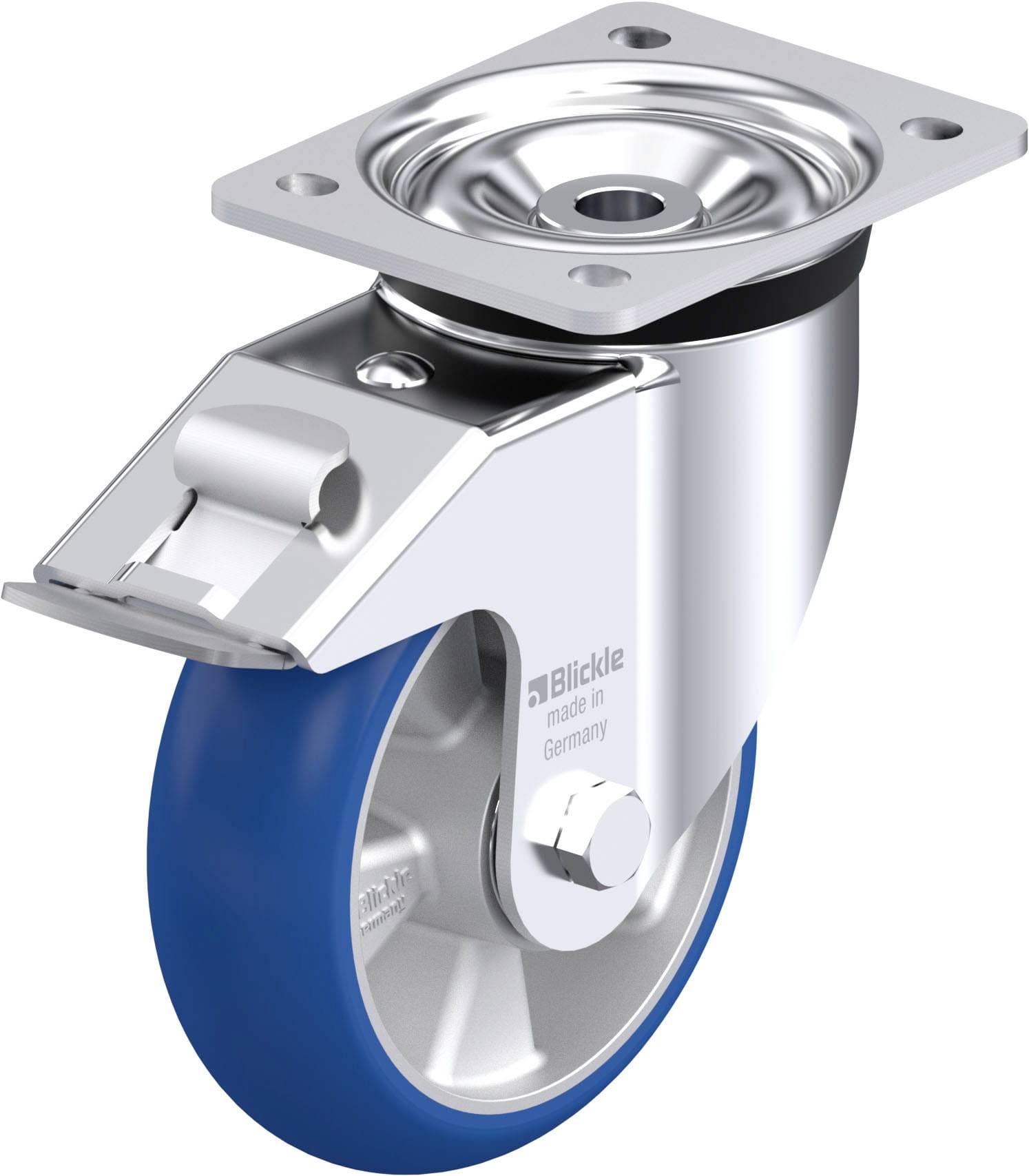Blickle 884742 LK-ALBS 160K-FI-CO Acéllemez forgógörgő KerékØ: 160 mm Teherbírás (max.): 580 kg 1 db