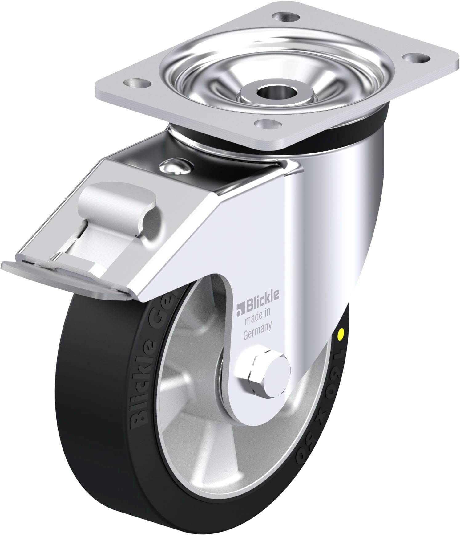 Blickle 846515 LK-ALEV 160K-FI-EL Acéllemez forgógörgő KerékØ: 160 mm Teherbírás (max.): 400 kg 1 db