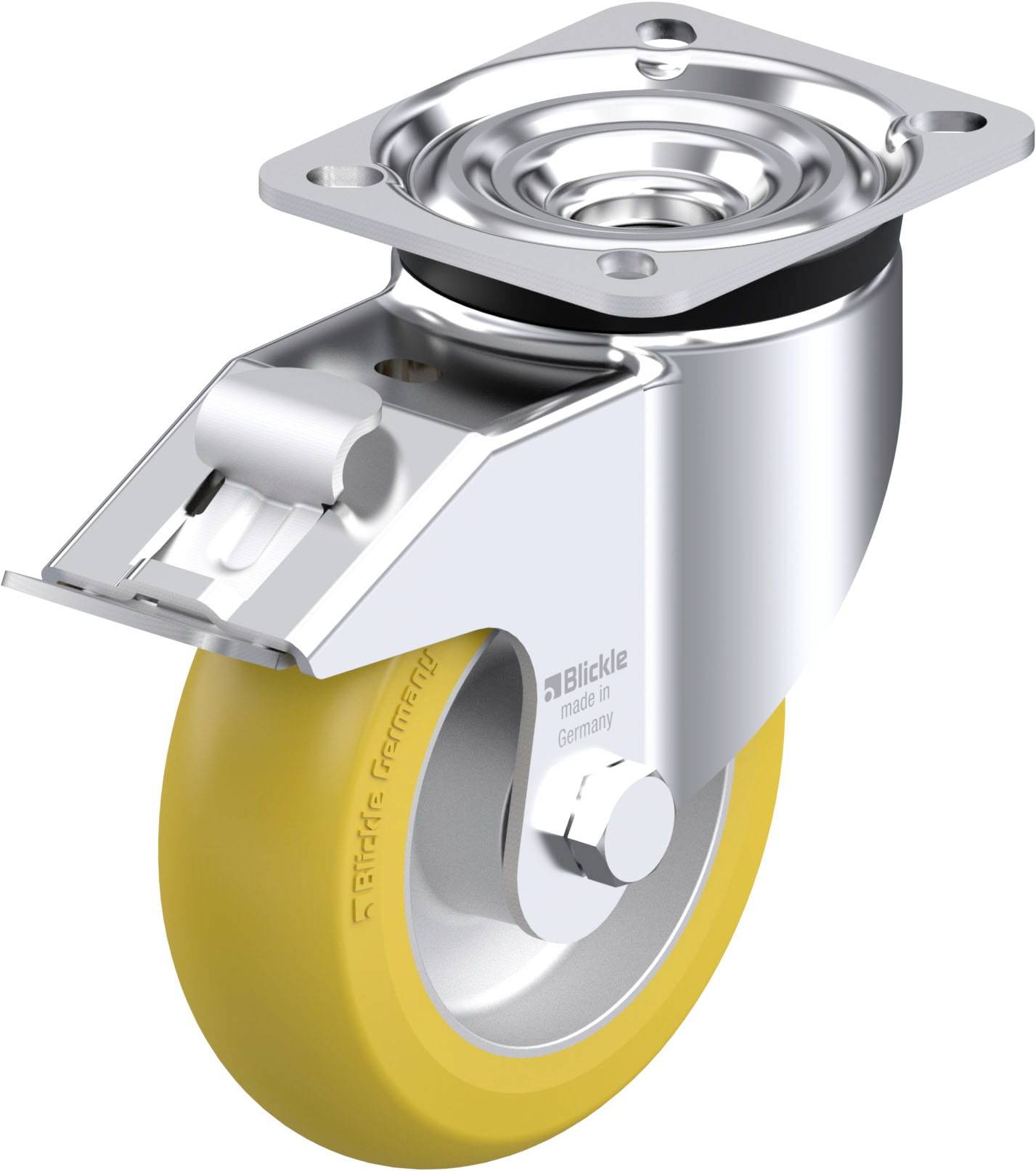 Blickle 901144 LK-ALTH 125K-1-FI-CO Acéllemez forgógörgő KerékØ: 125 mm Teherbírás (max.): 350 kg 1 db