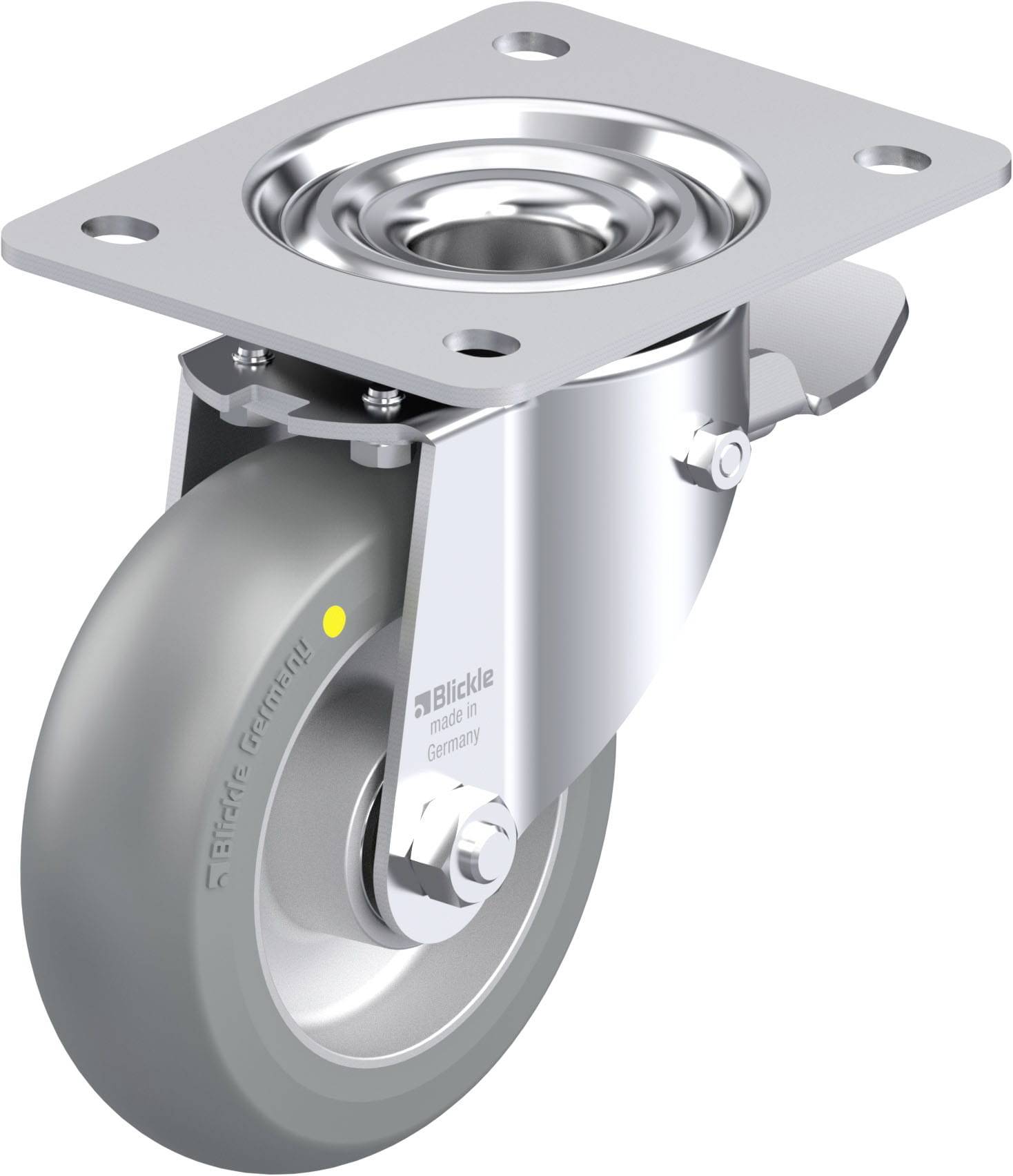 Blickle 936613 LK-ALTH 125K-3-ST-AS-CO Acéllemez forgógörgő KerékØ: 125 mm Teherbírás (max.): 350 kg 1 db