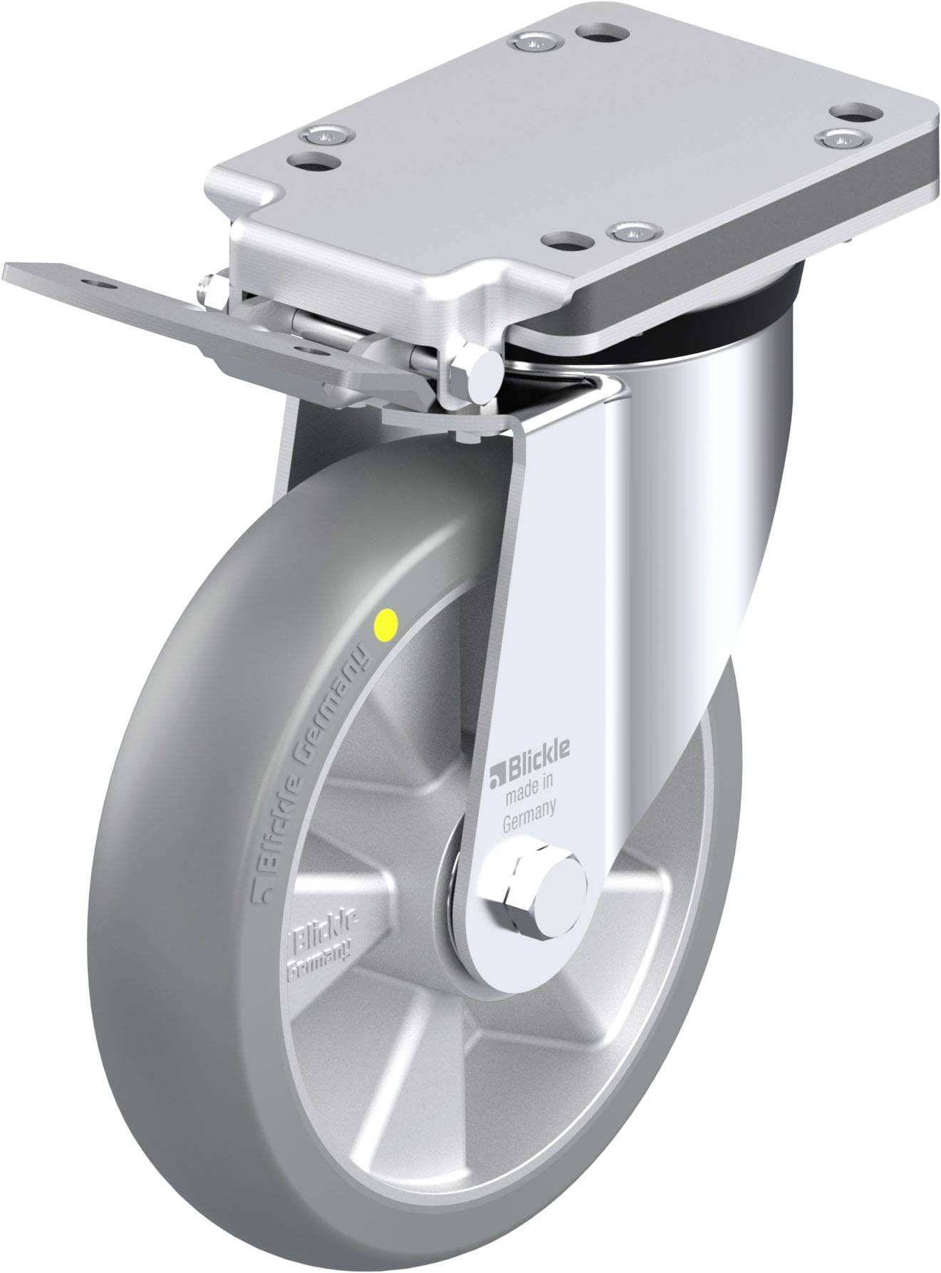 Blickle 936620 LK-ALTH 200K-IS-AS-CO Acéllemez forgógörgő KerékØ: 200 mm Teherbírás (max.): 600 kg 1 db