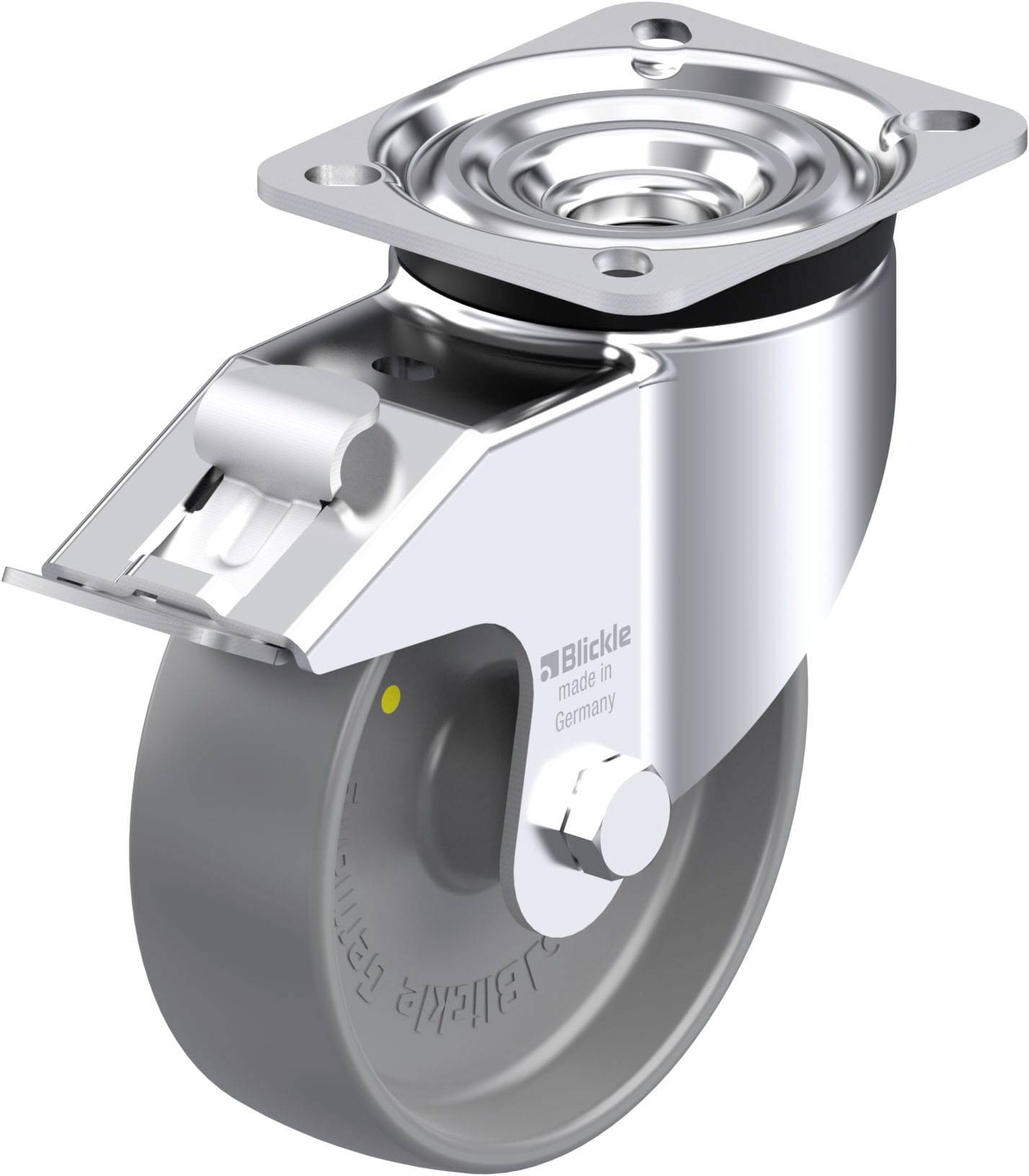 Blickle 691055 LK-PO 125G-1-FI-ELS Acéllemez forgógörgő KerékØ: 125 mm Teherbírás (max.): 300 kg 1 db