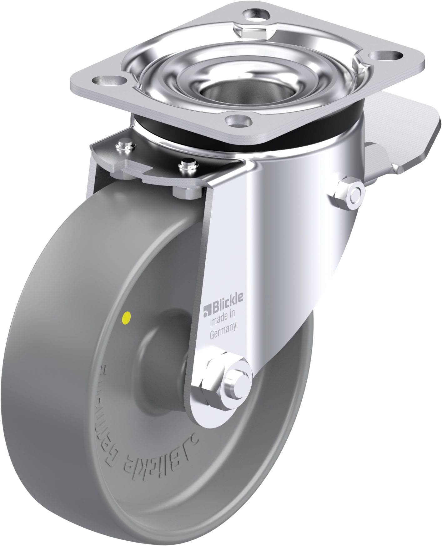 Blickle 357467 LK-PO 125G-1-ST-ELS Acéllemez forgógörgő KerékØ: 125 mm Teherbírás (max.): 300 kg 1 db