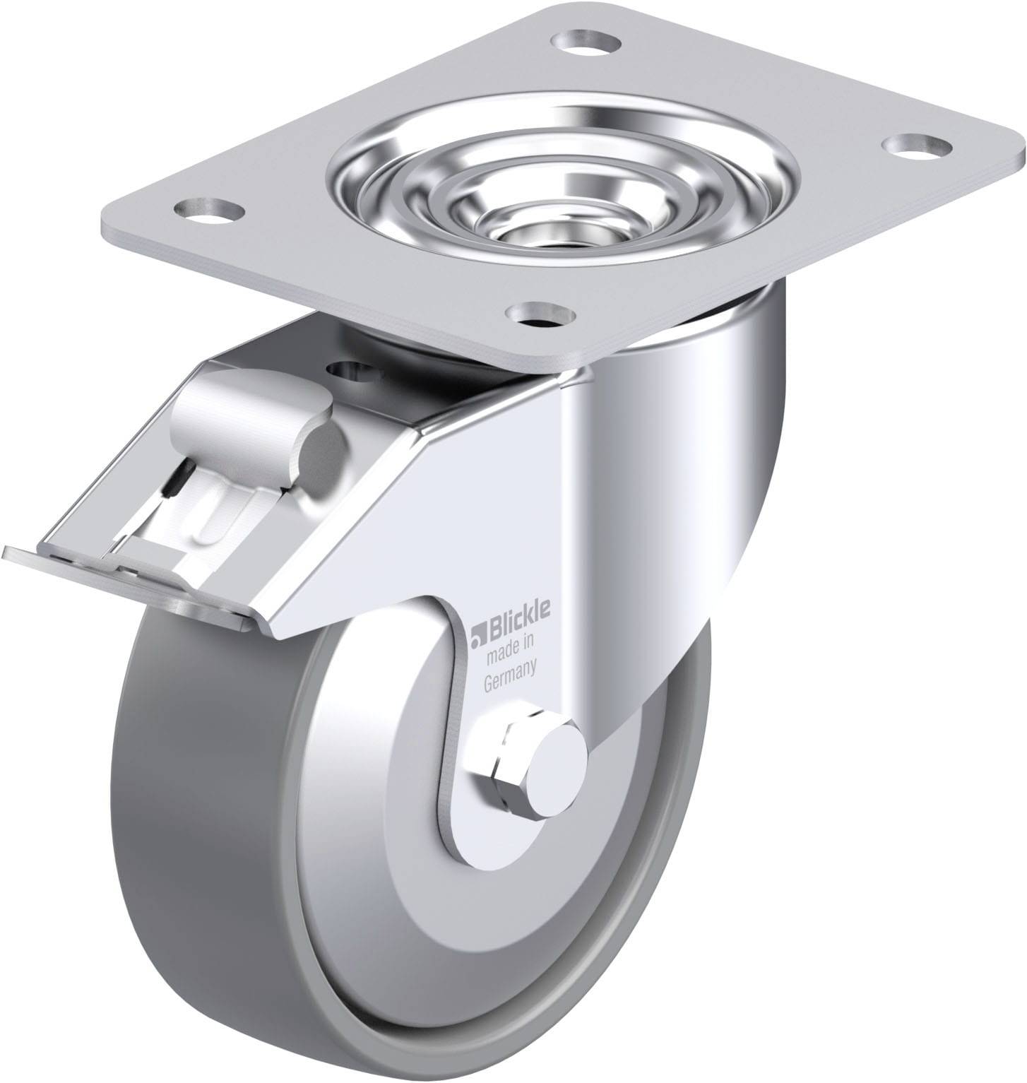 Blickle 946800 LK-PO 125KA-3-FI-ELS-FA Acéllemez forgógörgő KerékØ: 125 mm Teherbírás (max.): 300 kg 1 db
