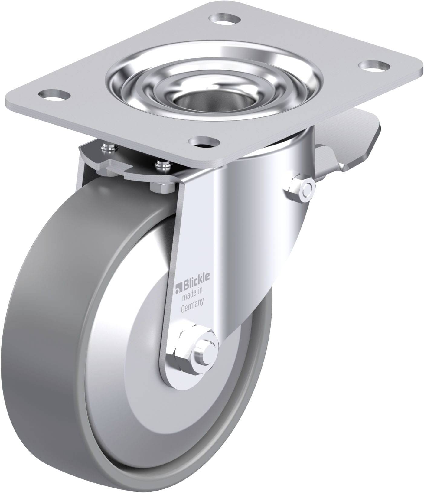 Blickle 946801 LK-PO 125KA-3-ST-ELS-FA Acéllemez forgógörgő KerékØ: 125 mm Teherbírás (max.): 300 kg 1 db