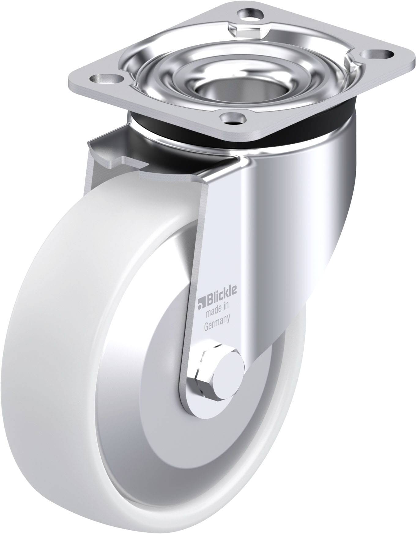 Blickle 852704 LK-PO 125XR-1-FA Acéllemez forgógörgő KerékØ: 125 mm Teherbírás (max.): 300 kg 1 db