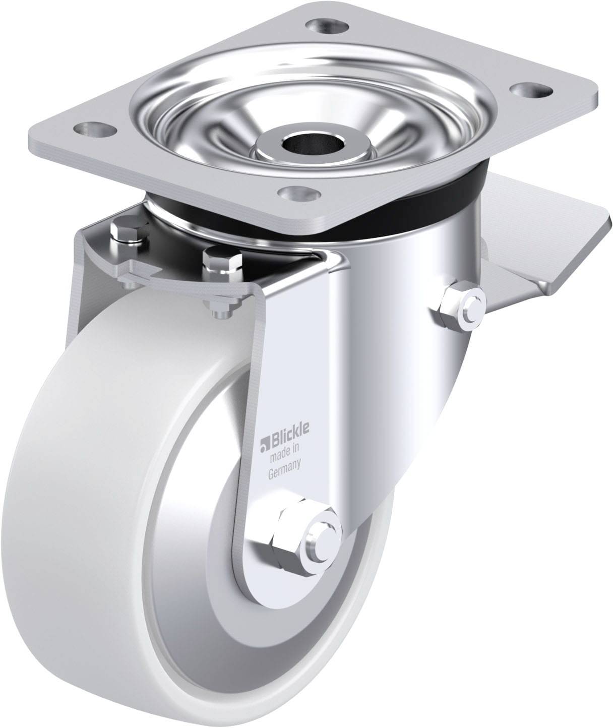 Blickle 852737 LK-PO 127XR-ST-FA Acéllemez forgógörgő KerékØ: 125 mm Teherbírás (max.): 400 kg 1 db