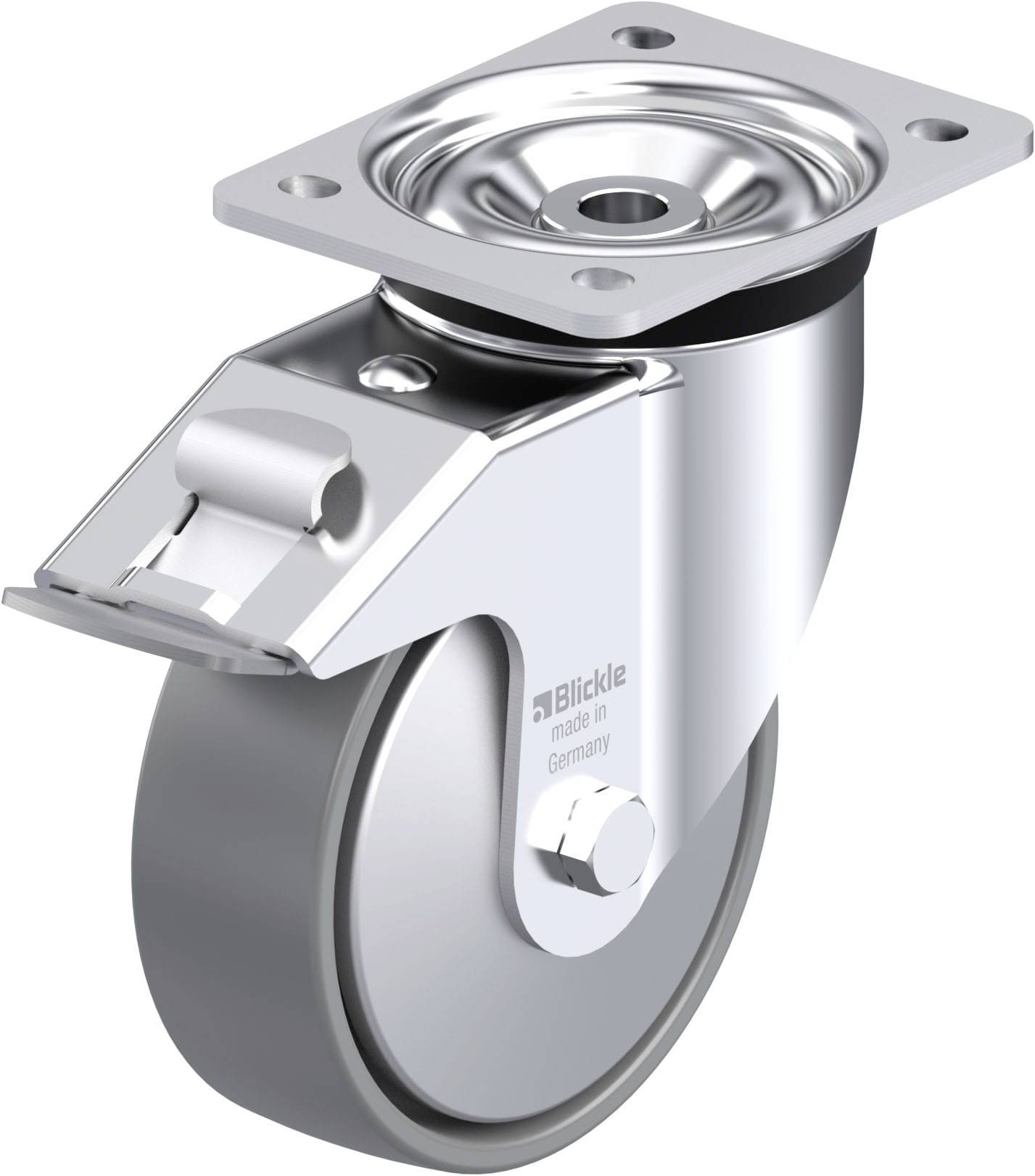 Blickle 946806 LK-PO 150K-FI-ELS-FA Acéllemez forgógörgő KerékØ: 150 mm Teherbírás (max.): 400 kg 1 db