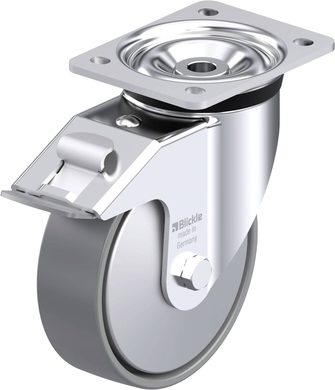 Blickle 946809 LK-PO 160G-FI-ELS-FA Acéllemez forgógörgő KerékØ: 160 mm Teherbírás (max.): 450 kg 1 db