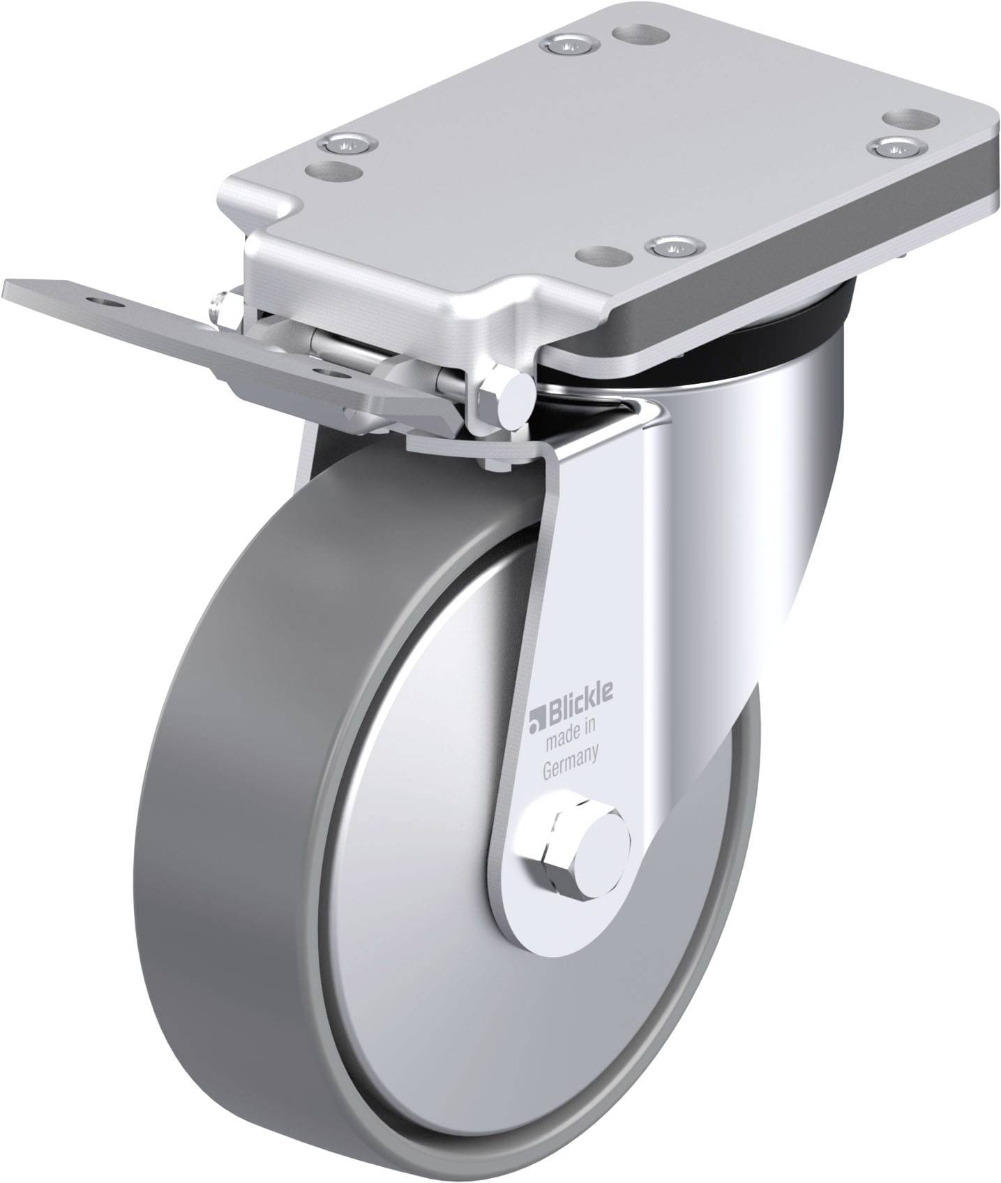 Blickle 946810 LK-PO 160G-IS-ELS-FA Acéllemez forgógörgő KerékØ: 160 mm Teherbírás (max.): 450 kg 1 db