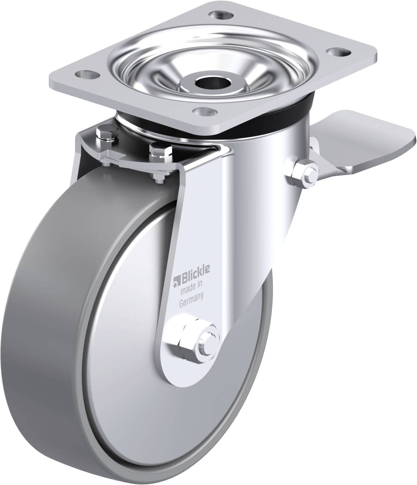 Blickle 946815 LK-PO 160K-ST-ELS-FA Acéllemez forgógörgő KerékØ: 160 mm Teherbírás (max.): 450 kg 1 db