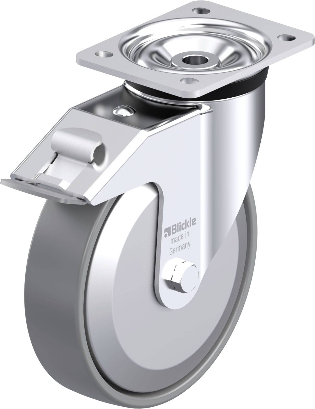 Blickle 946817 LK-PO 200G-FI-ELS-FA Acéllemez forgógörgő KerékØ: 200 mm Teherbírás (max.): 600 kg 1 db
