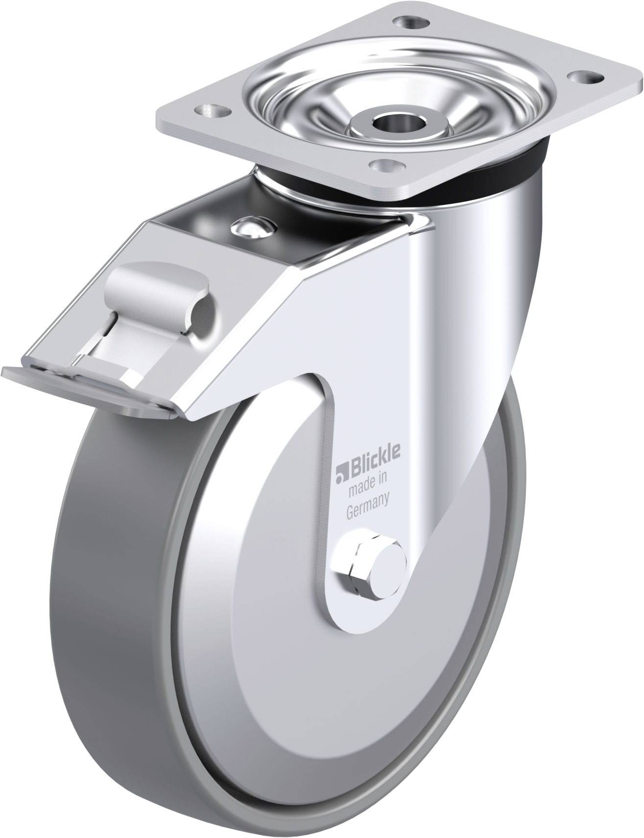 Blickle 946821 LK-PO 200K-FI-ELS-FA Acéllemez forgógörgő KerékØ: 200 mm Teherbírás (max.): 600 kg 1 db