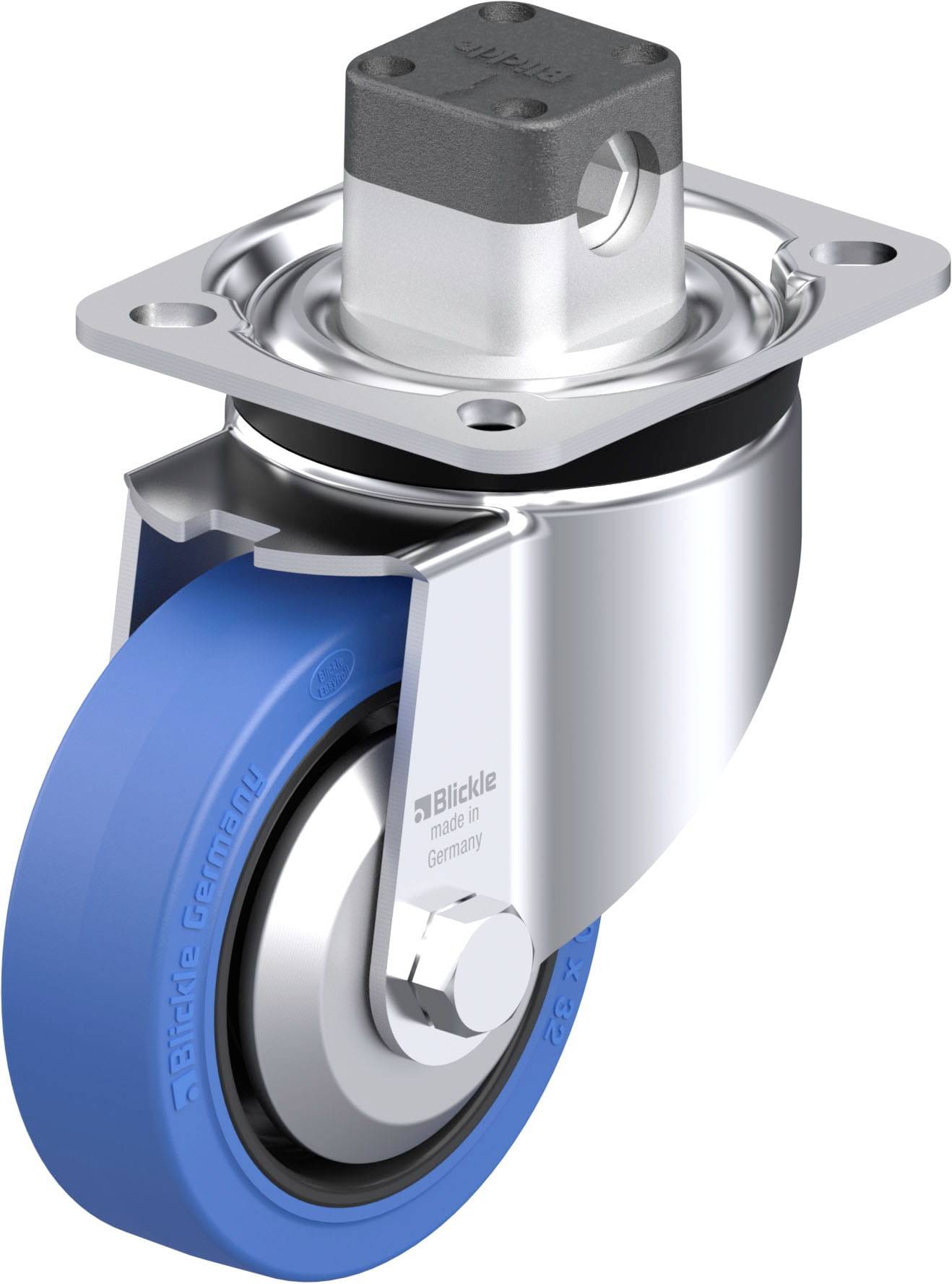 Blickle 850975 LK-POEV 100KA-1-CS11-SB-FA Acéllemez forgógörgő KerékØ: 100 mm Teherbírás (max.): 200 kg 1 db