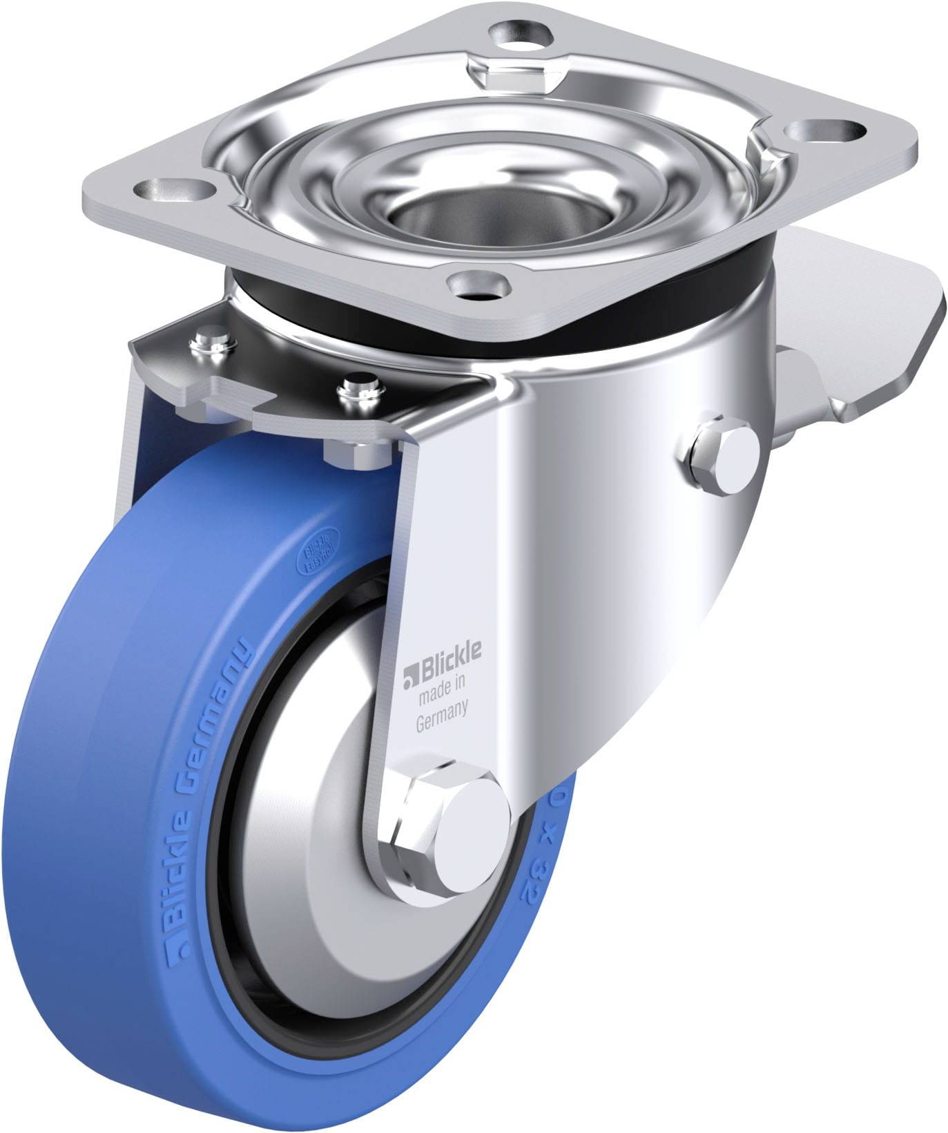 Blickle 850960 LK-POEV 100KAD-1-ST-SB-FA Acéllemez forgógörgő KerékØ: 100 mm Teherbírás (max.): 200 kg 1 db