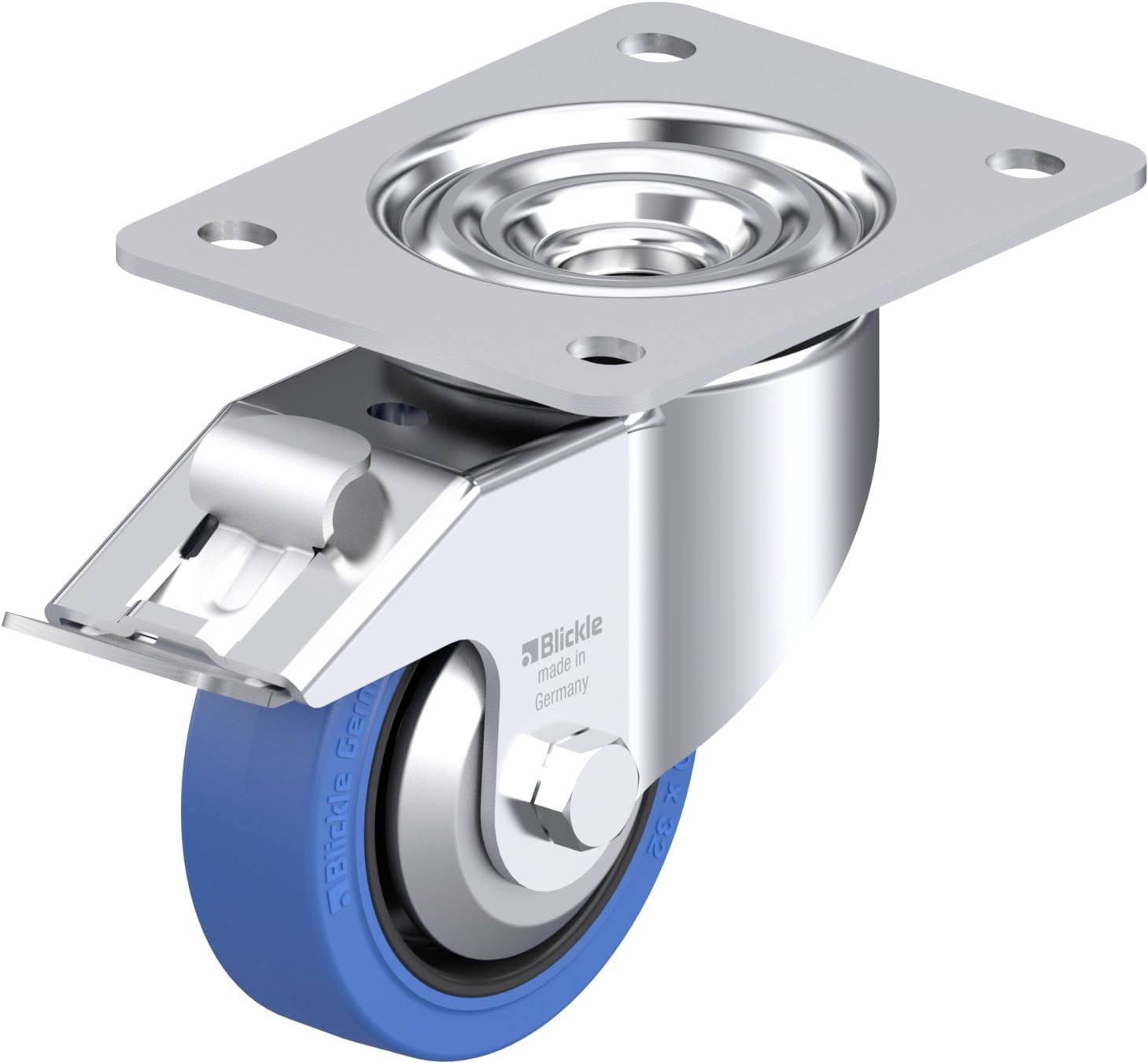 Blickle 750334 LK-POEV 100R-3-FI-SB-FA Acéllemez forgógörgő KerékØ: 100 mm Teherbírás (max.): 200 kg 1 db