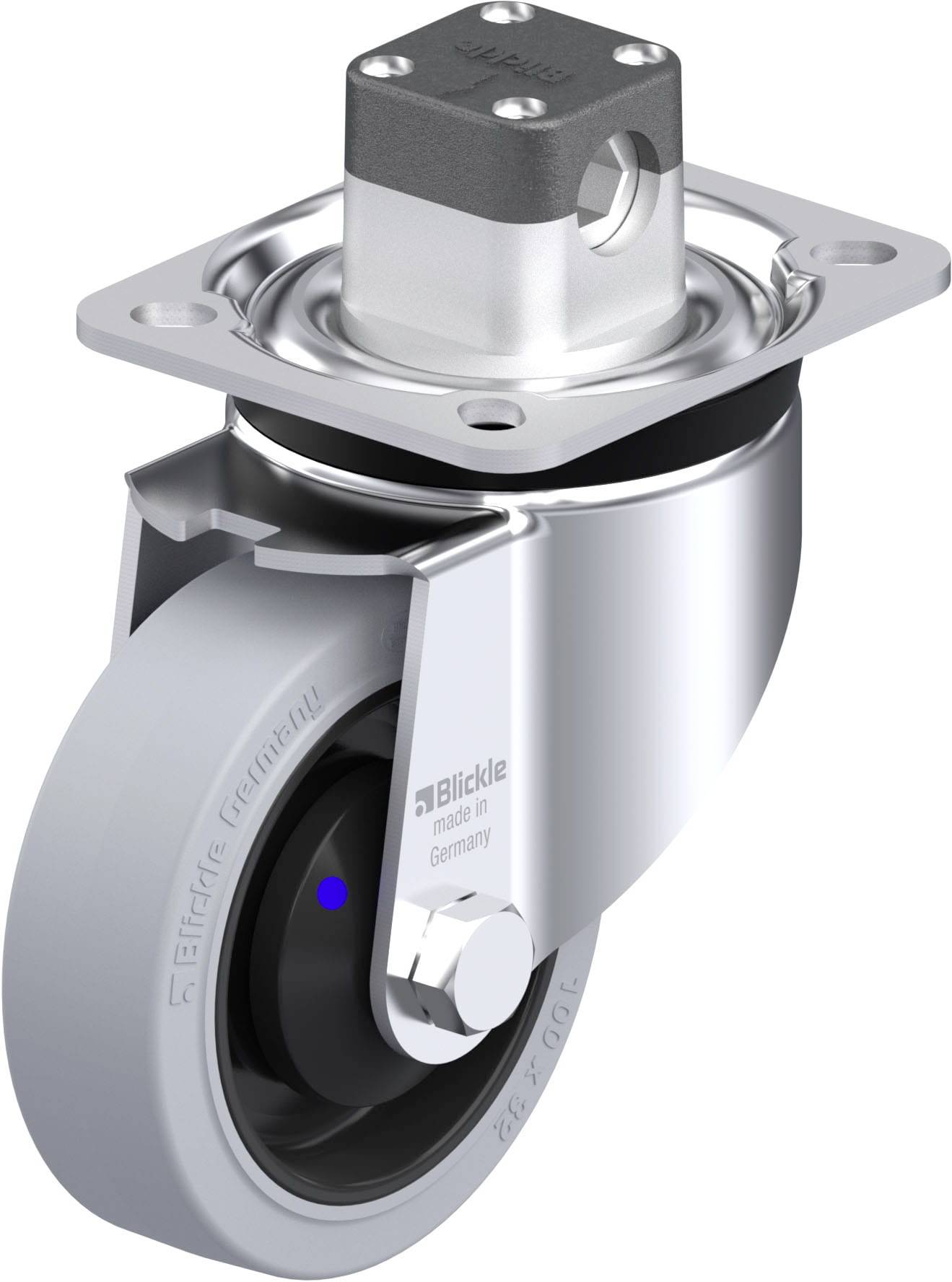 Blickle 945750 LK-POEV 100XKA-1-CS11-SG Acéllemez forgógörgő KerékØ: 100 mm Teherbírás (max.): 200 kg 1 db