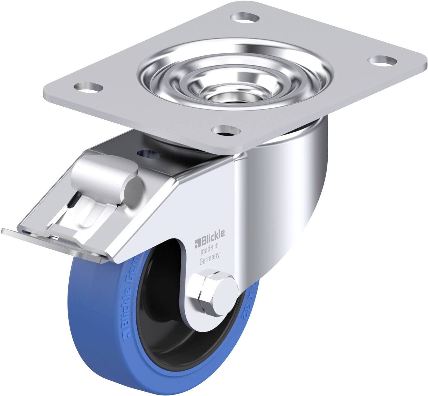 Blickle 850980 LK-POEV 100XR-3-FI-SB Acéllemez forgógörgő KerékØ: 100 mm Teherbírás (max.): 200 kg 1 db