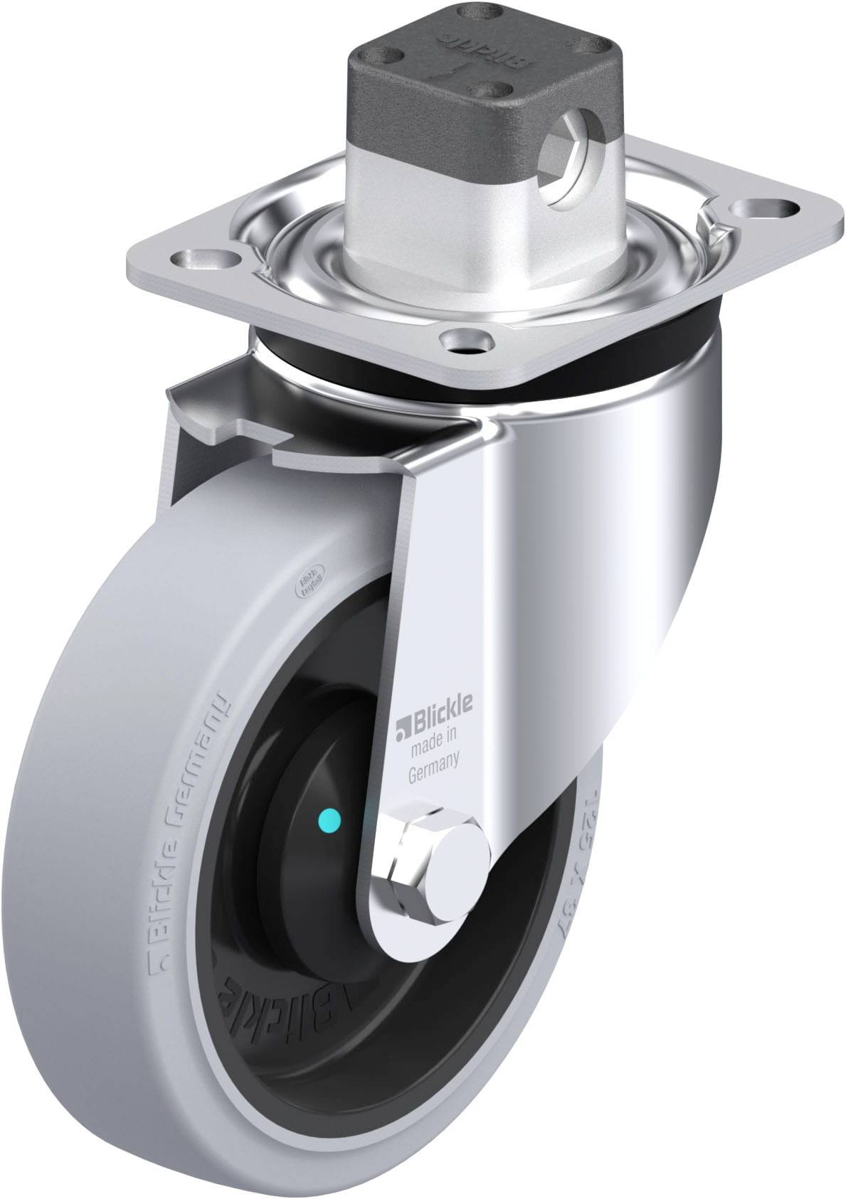 Blickle 851100 LK-POEV 125KAD-1-CS11-SG Acéllemez forgógörgő KerékØ: 125 mm Teherbírás (max.): 250 kg 1 db