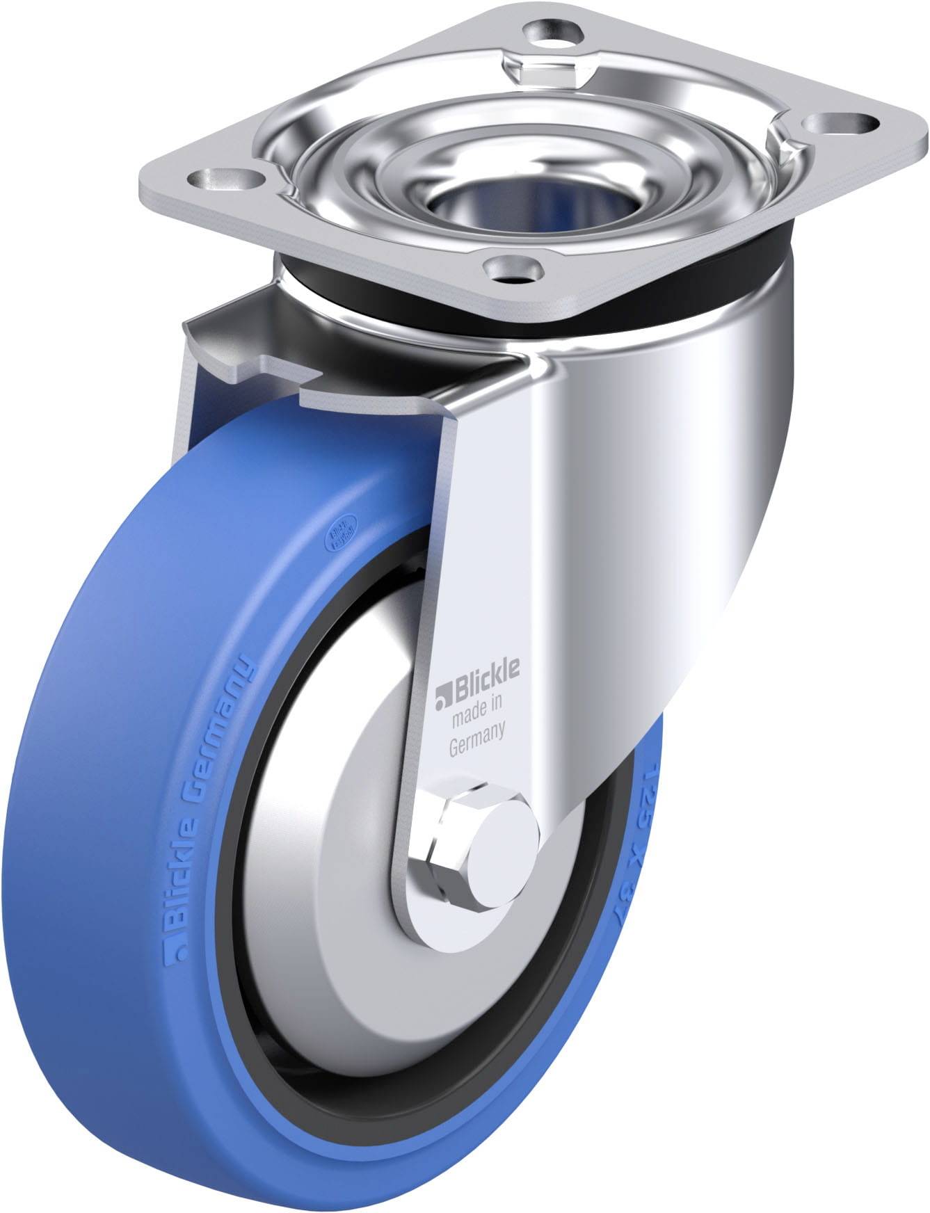 Blickle 851104 LK-POEV 125KAD-1-SB-FA Acéllemez forgógörgő KerékØ: 125 mm Teherbírás (max.): 250 kg 1 db