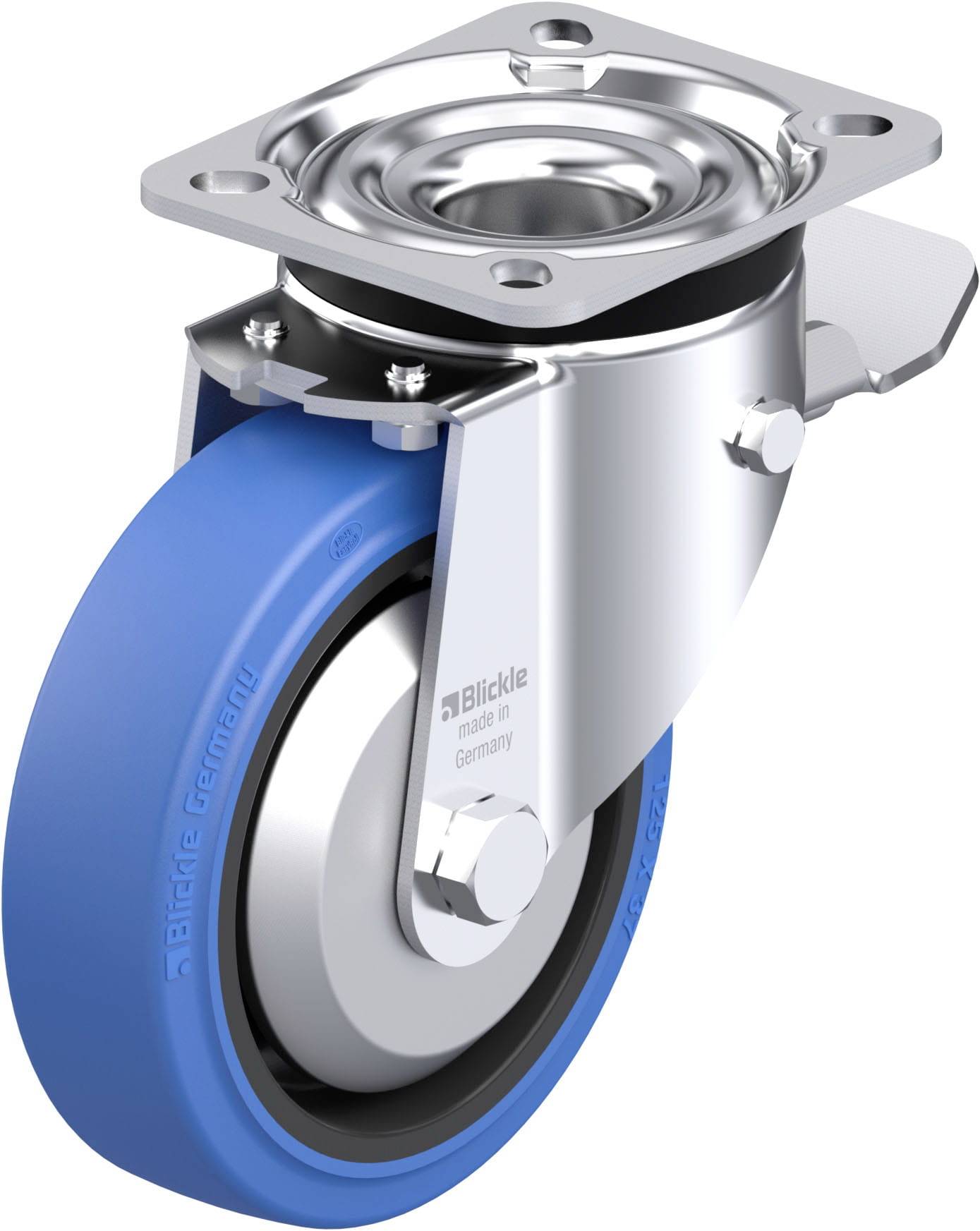 Blickle 851093 LK-POEV 125KAD-1-ST-SB-FA Acéllemez forgógörgő KerékØ: 125 mm Teherbírás (max.): 250 kg 1 db