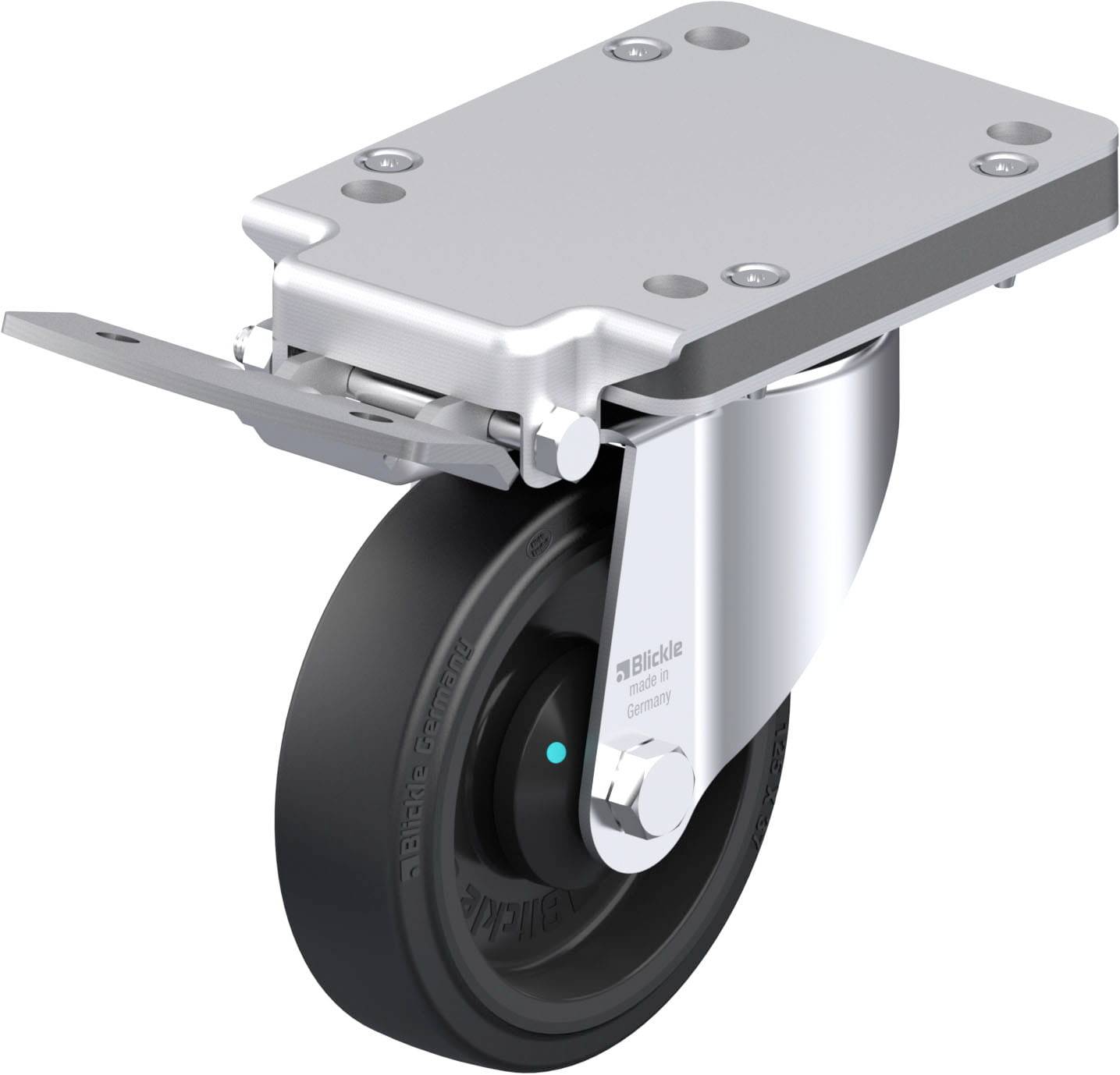 Blickle 851166 LK-POEV 125KAD-3-IS Acéllemez forgógörgő KerékØ: 125 mm Teherbírás (max.): 250 kg 1 db