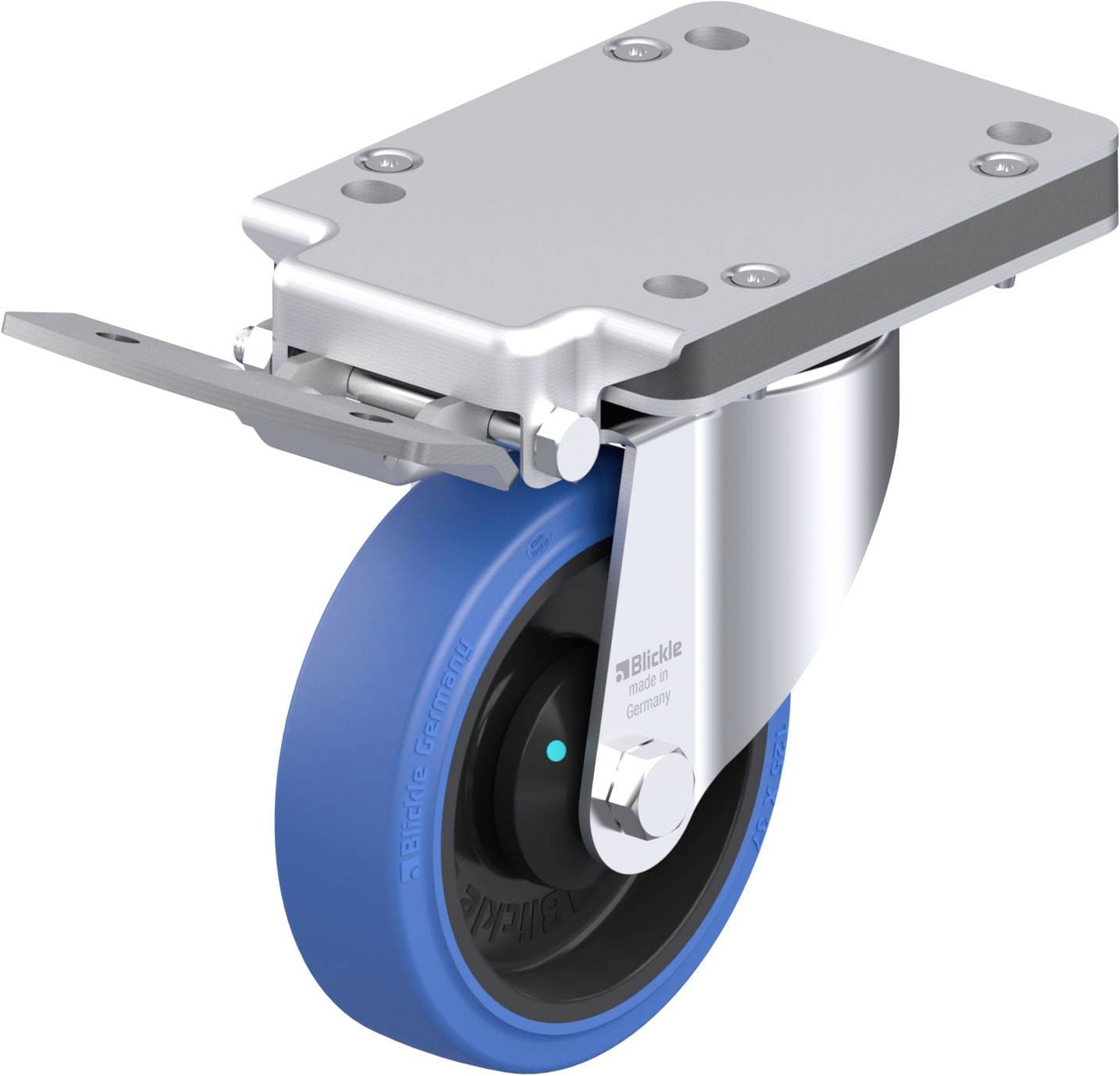 Blickle 851167 LK-POEV 125KAD-3-IS-SB Acéllemez forgógörgő KerékØ: 125 mm Teherbírás (max.): 250 kg 1 db