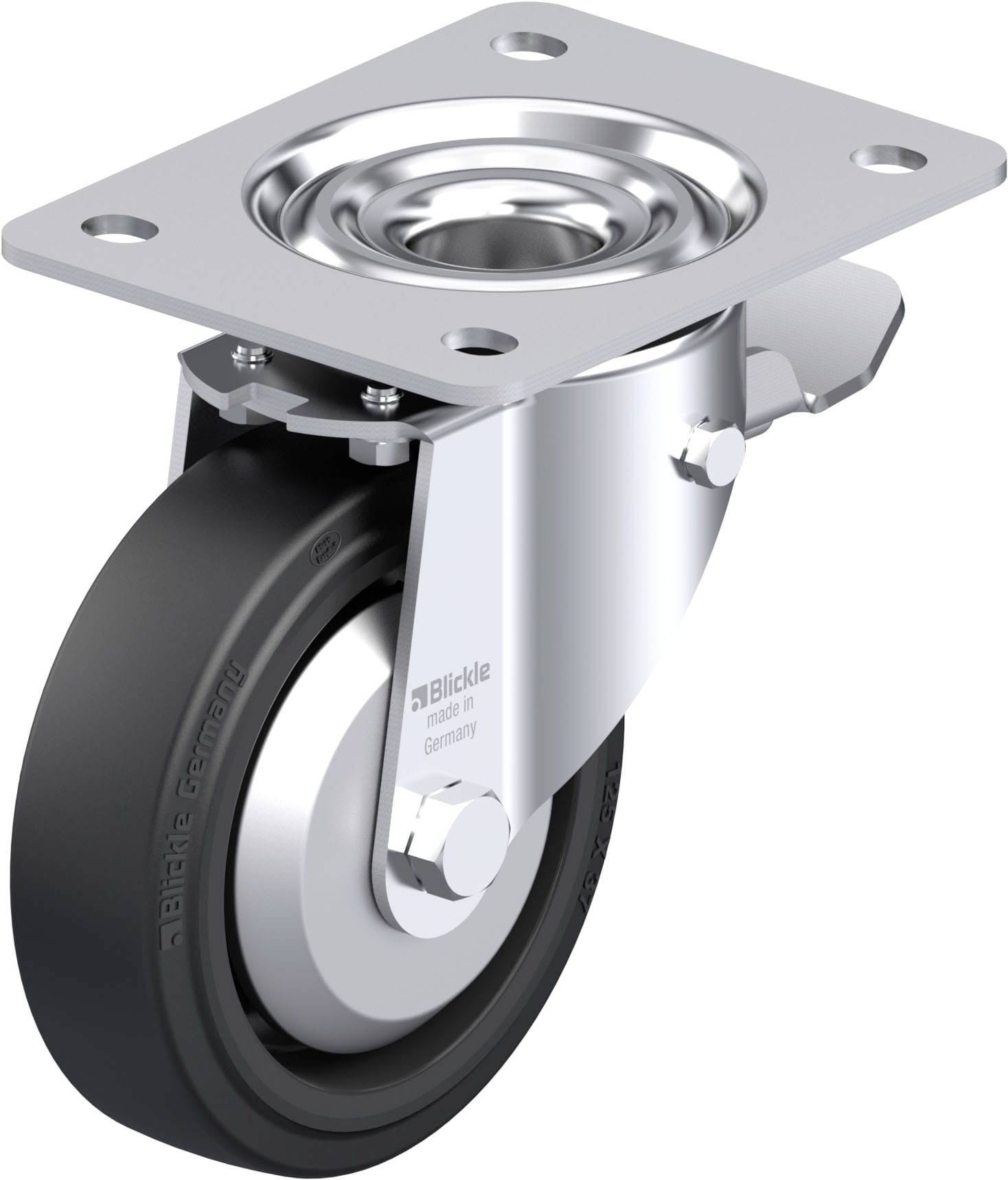 Blickle 851165 LK-POEV 125KAD-3-ST-FA Acéllemez forgógörgő KerékØ: 125 mm Teherbírás (max.): 250 kg 1 db