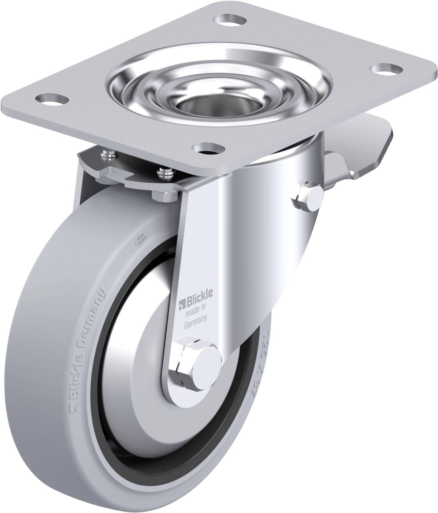 Blickle 851164 LK-POEV 125KAD-3-ST-SG-FA Acéllemez forgógörgő KerékØ: 125 mm Teherbírás (max.): 250 kg 1 db