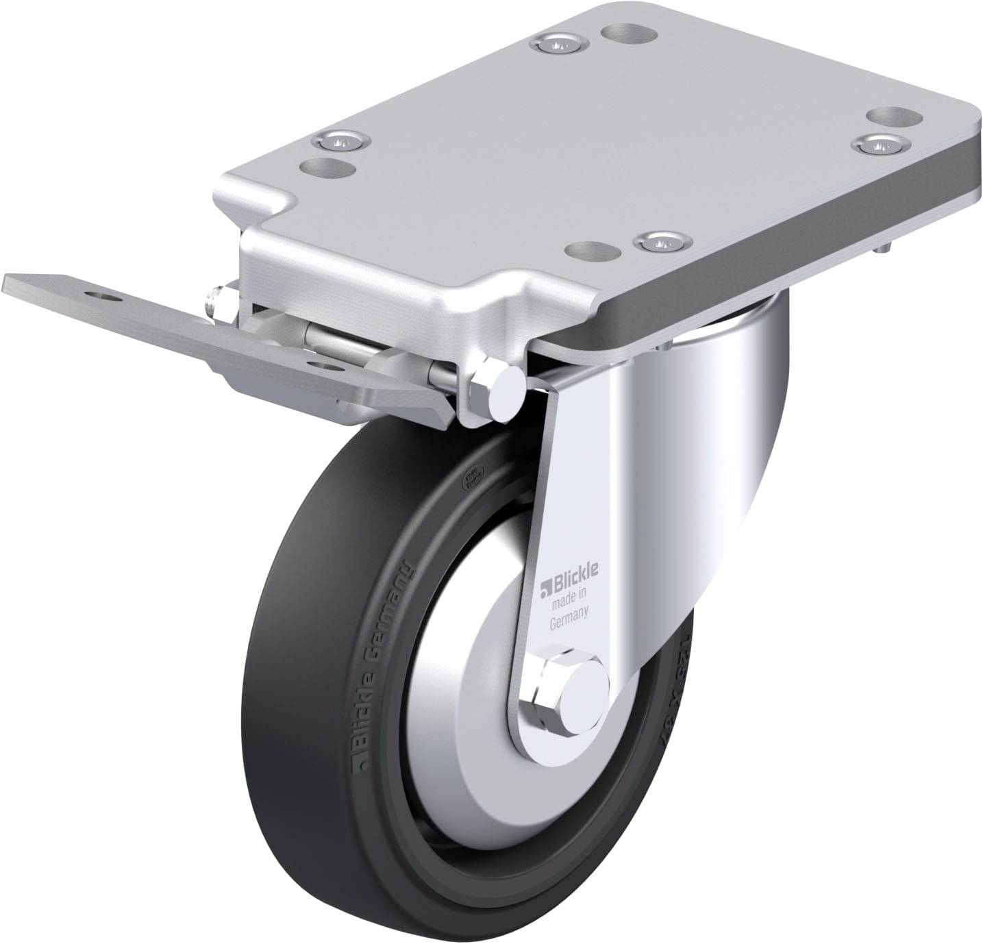 Blickle 851146 LK-POEV 125R-3-IS-FA Acéllemez forgógörgő KerékØ: 125 mm Teherbírás (max.): 250 kg 1 db