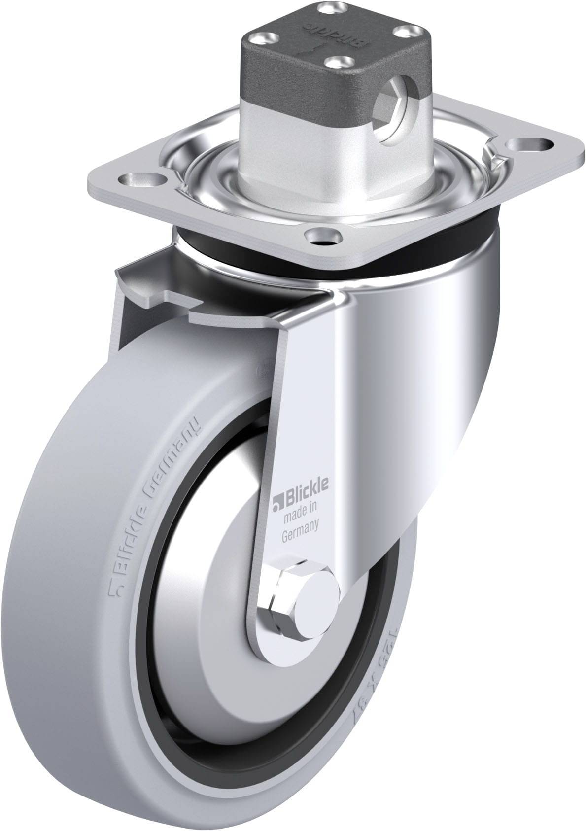 Blickle 945769 LK-POEV 125XKA-1-CS11-SG-FA Acéllemez forgógörgő KerékØ: 125 mm Teherbírás (max.): 250 kg 1 db