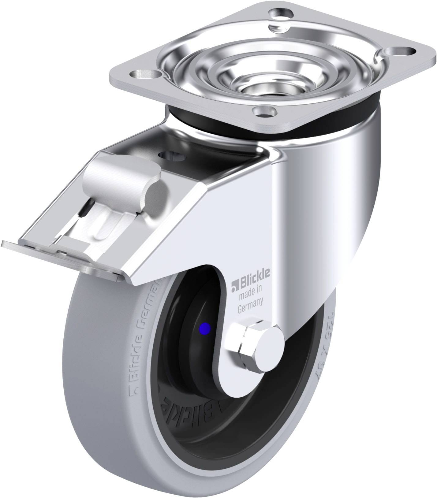 Blickle 945770 LK-POEV 125XKA-1-FI-SG Acéllemez forgógörgő KerékØ: 125 mm Teherbírás (max.): 250 kg 1 db