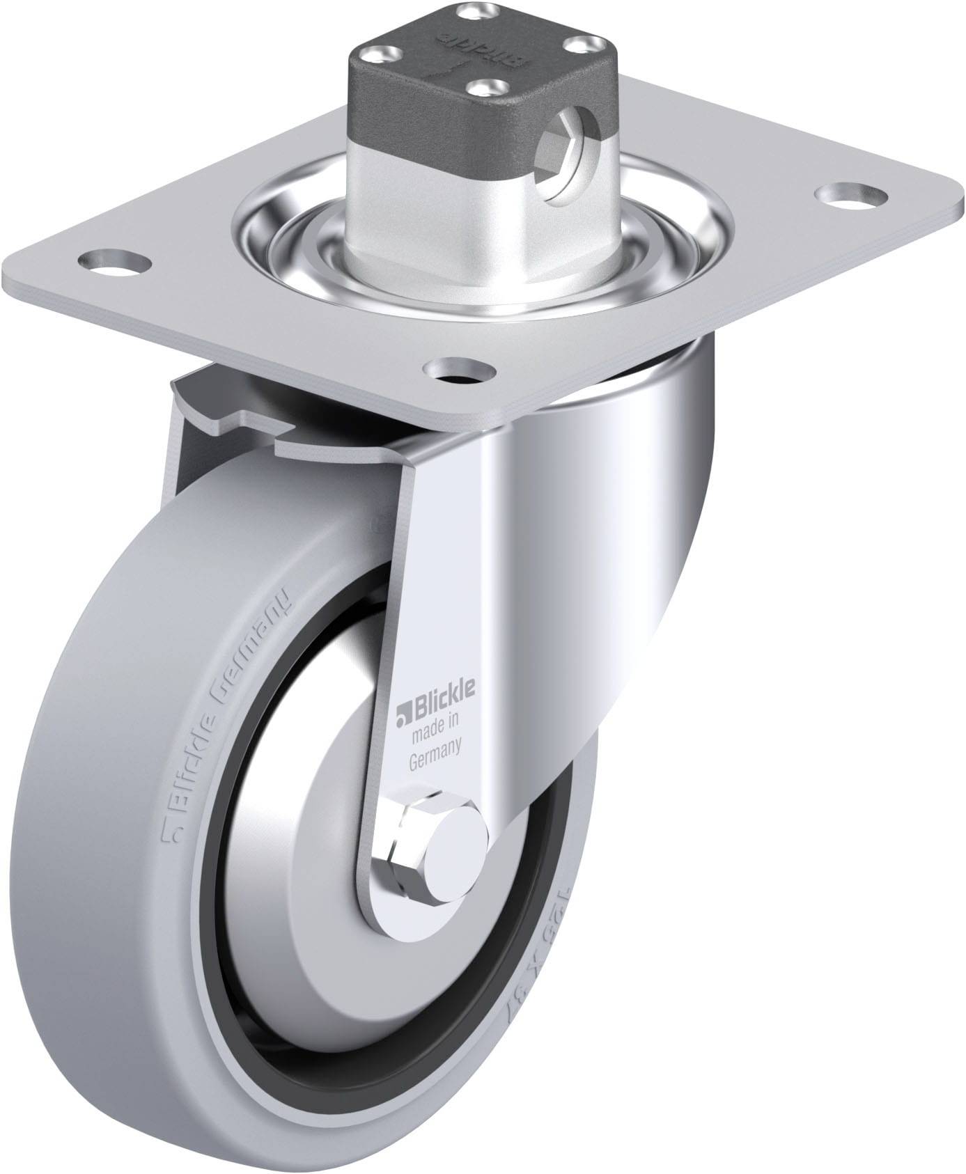 Blickle 945777 LK-POEV 125XKA-3-CS11-SG-FA Acéllemez forgógörgő KerékØ: 125 mm Teherbírás (max.): 250 kg 1 db