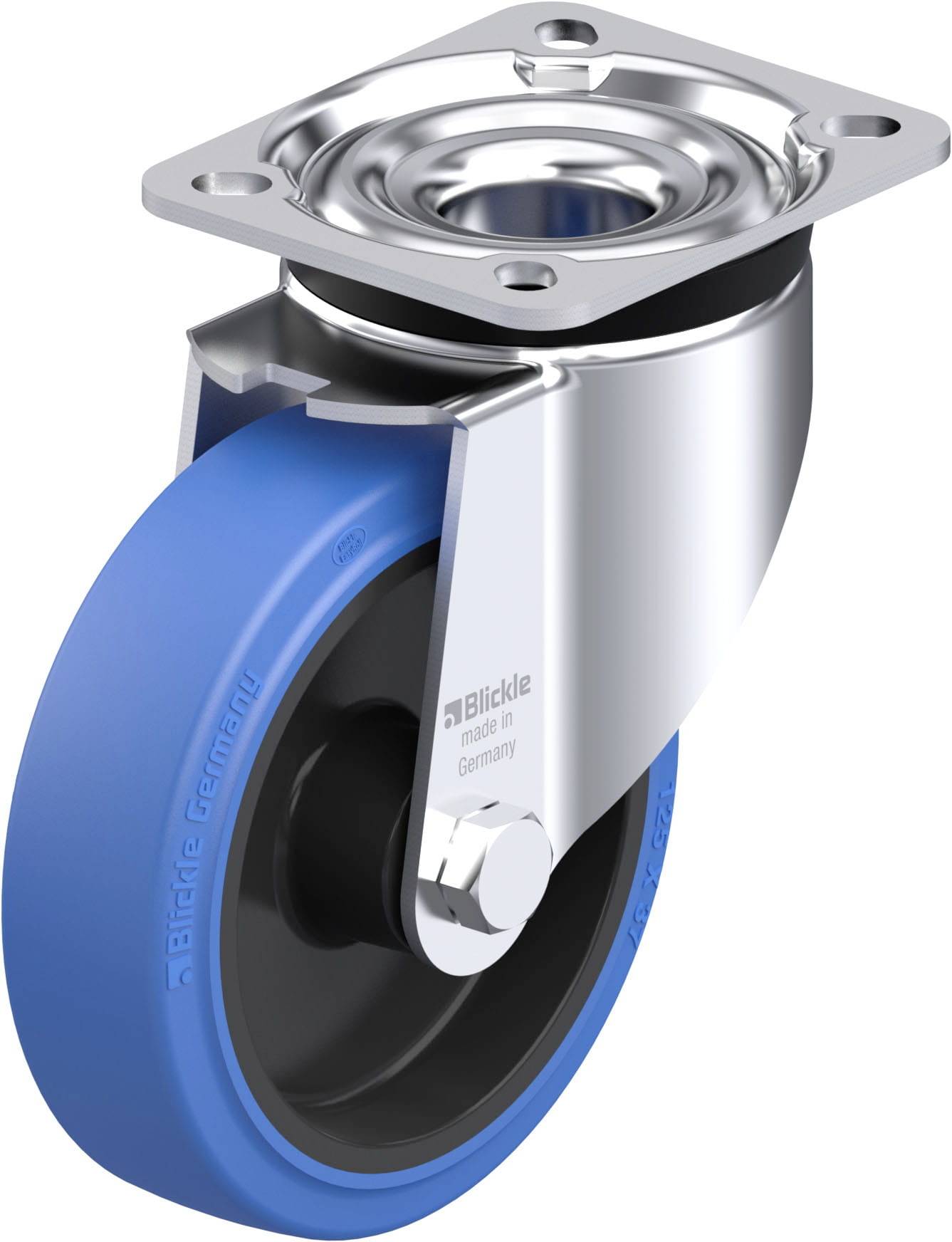 Blickle 851077 LK-POEV 125XR-1-SB Acéllemez forgógörgő KerékØ: 125 mm Teherbírás (max.): 250 kg 1 db