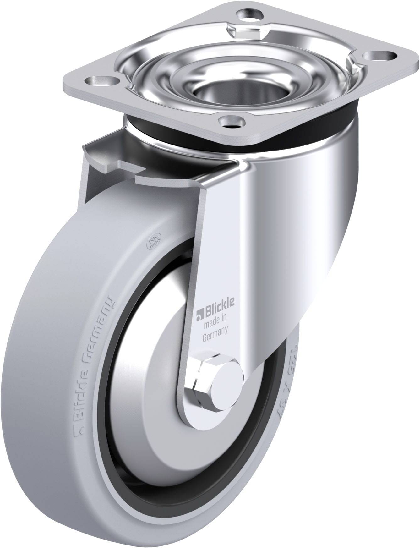 Blickle 851079 LK-POEV 125XR-1-SG-FA Acéllemez forgógörgő KerékØ: 125 mm Teherbírás (max.): 250 kg 1 db