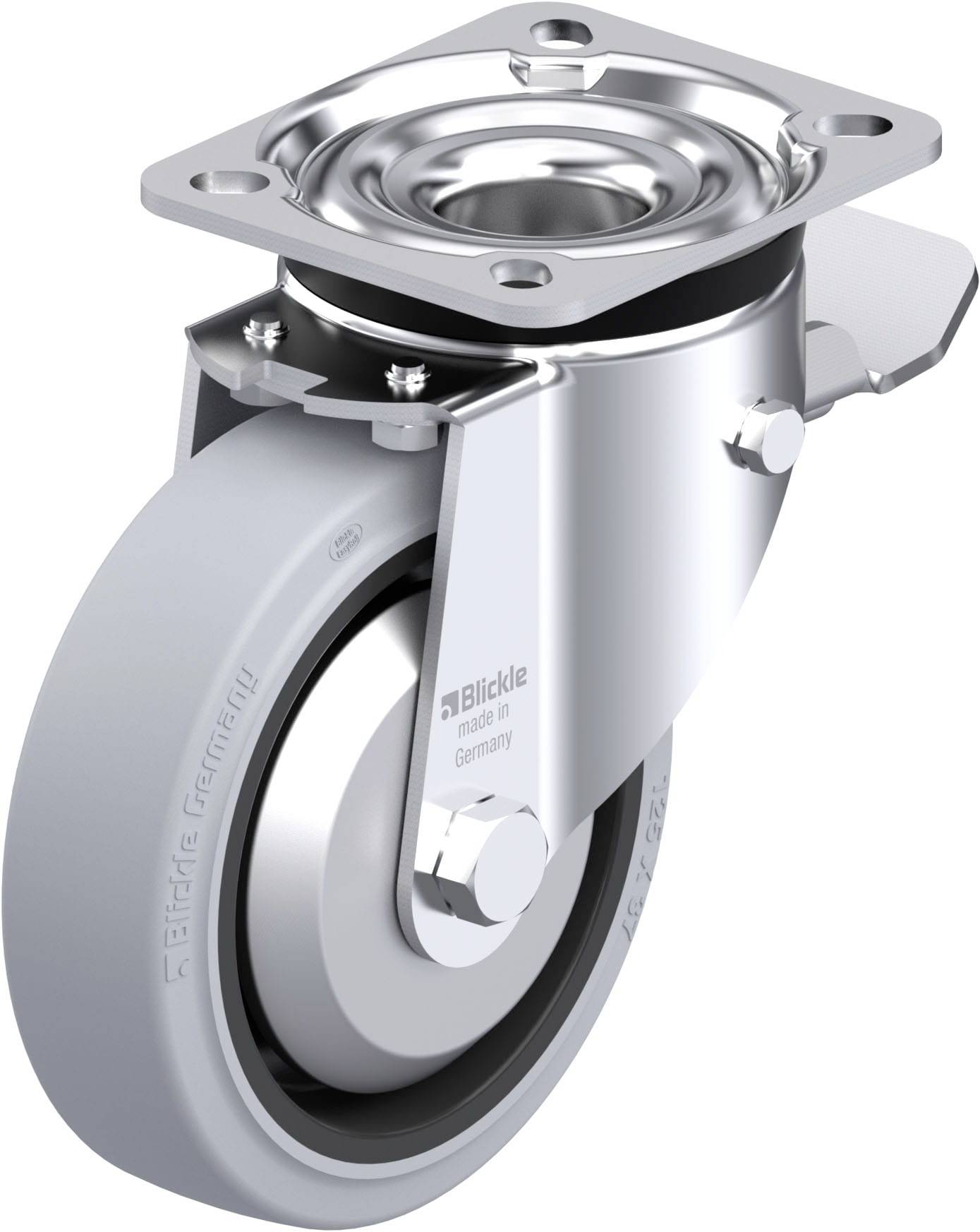 Blickle 851069 LK-POEV 125XR-1-ST-SG-FA Acéllemez forgógörgő KerékØ: 125 mm Teherbírás (max.): 250 kg 1 db