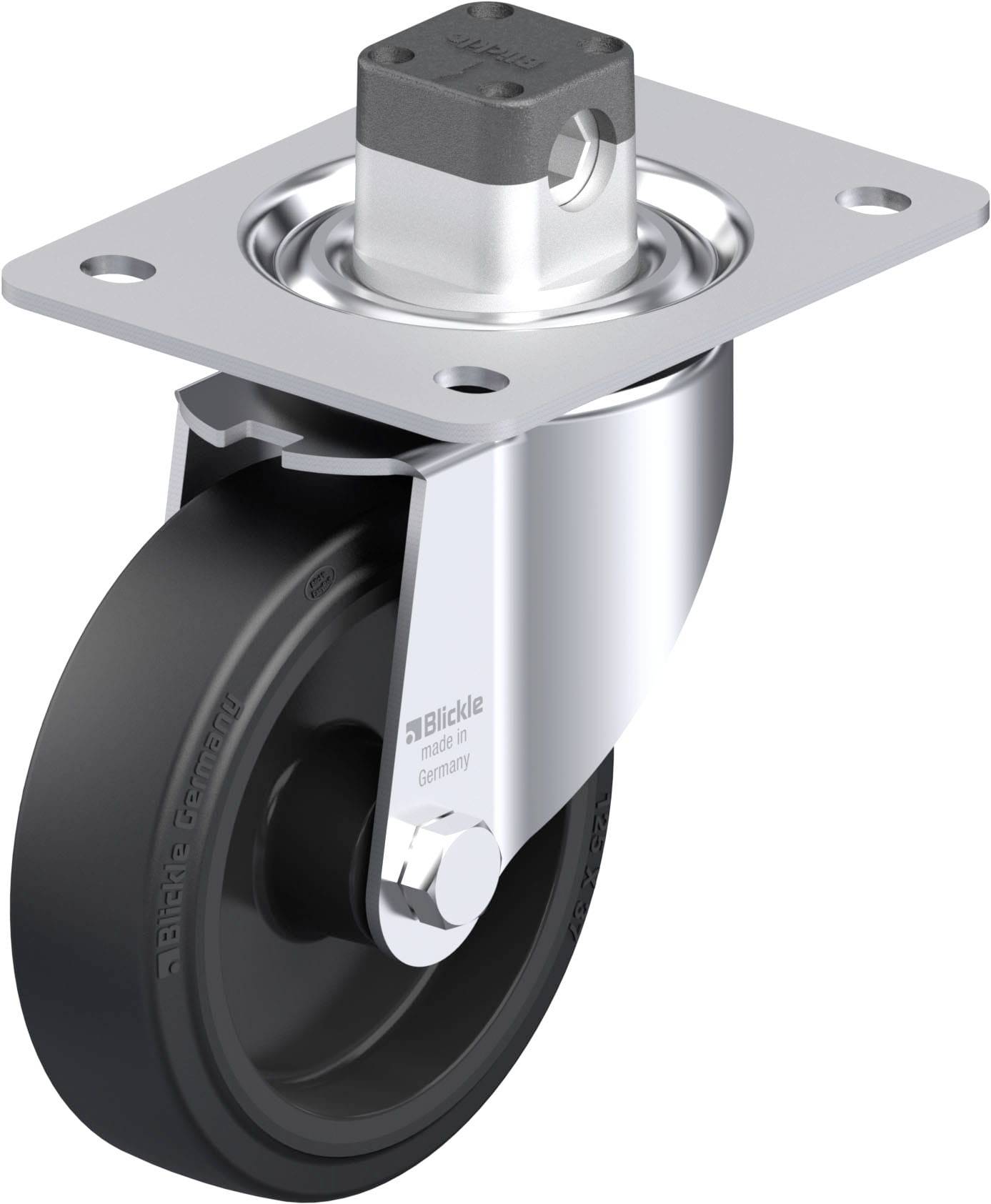 Blickle 851132 LK-POEV 125XR-3-CS11 Acéllemez forgógörgő KerékØ: 125 mm Teherbírás (max.): 250 kg 1 db
