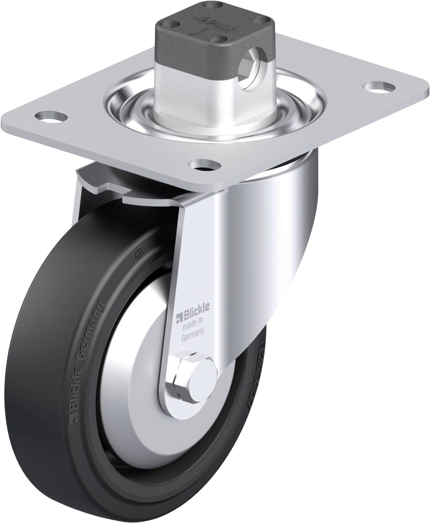 Blickle 851137 LK-POEV 125XR-3-CS11-FA Acéllemez forgógörgő KerékØ: 125 mm Teherbírás (max.): 250 kg 1 db