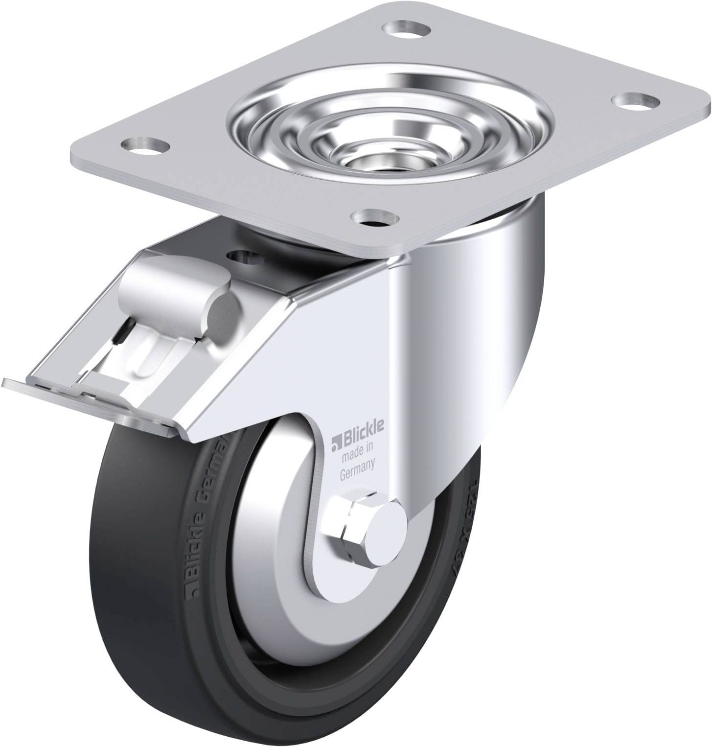 Blickle 851119 LK-POEV 125XR-3-FI-FA Acéllemez forgógörgő KerékØ: 125 mm Teherbírás (max.): 250 kg 1 db