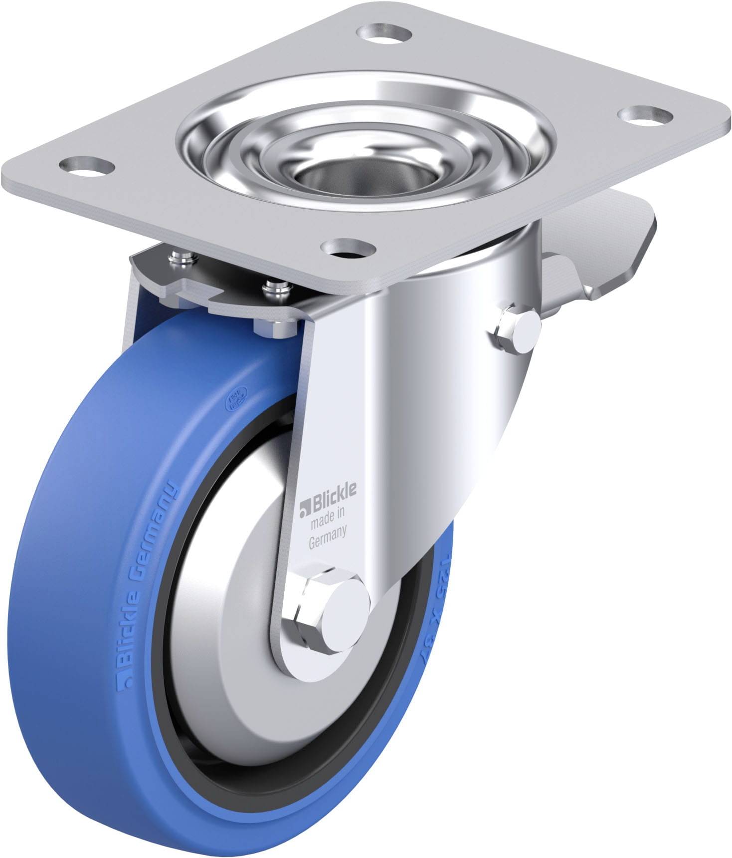 Blickle 851122 LK-POEV 125XR-3-ST-SB-FA Acéllemez forgógörgő KerékØ: 125 mm Teherbírás (max.): 250 kg 1 db