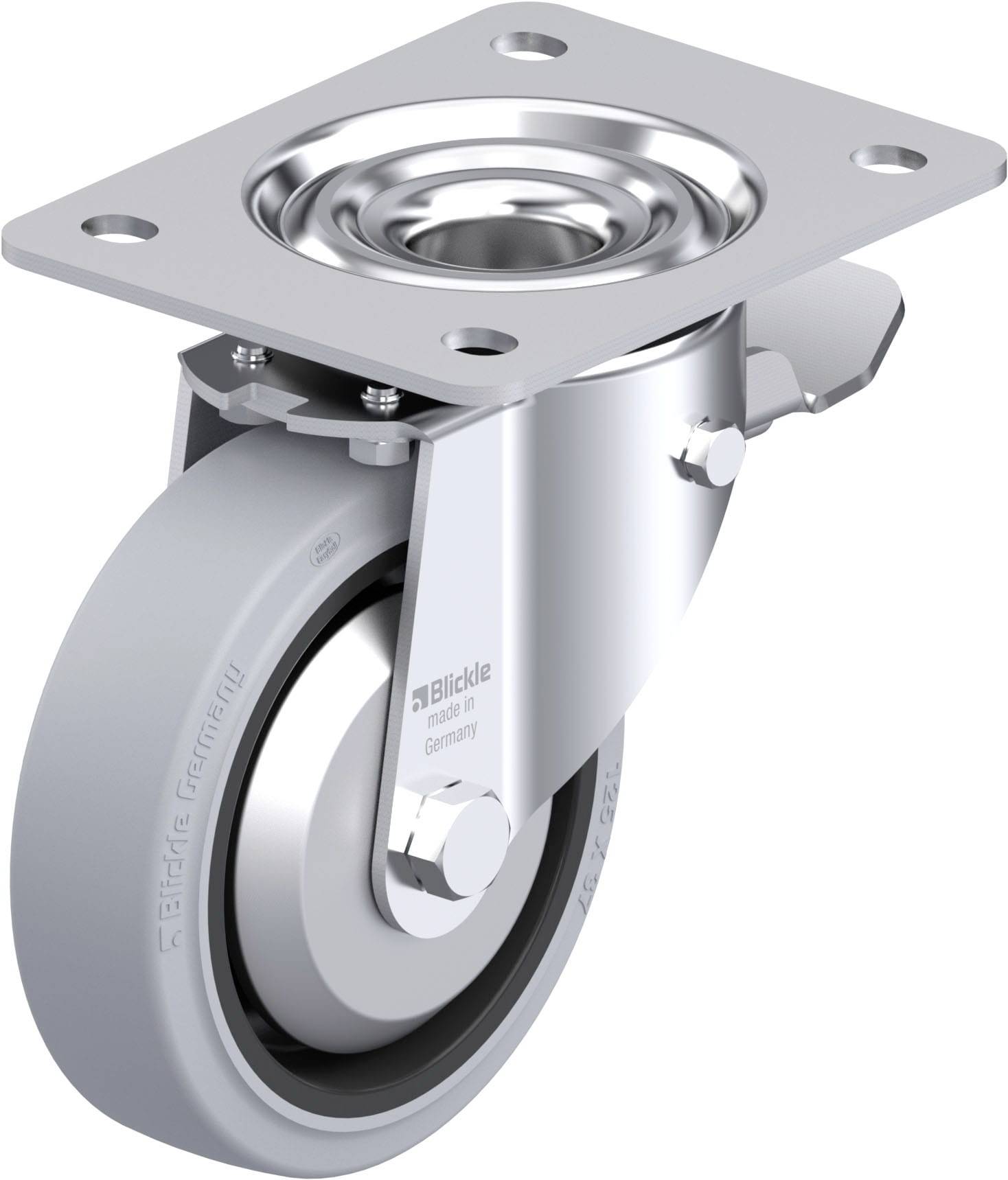 Blickle 851124 LK-POEV 125XR-3-ST-SG-FA Acéllemez forgógörgő KerékØ: 125 mm Teherbírás (max.): 250 kg 1 db