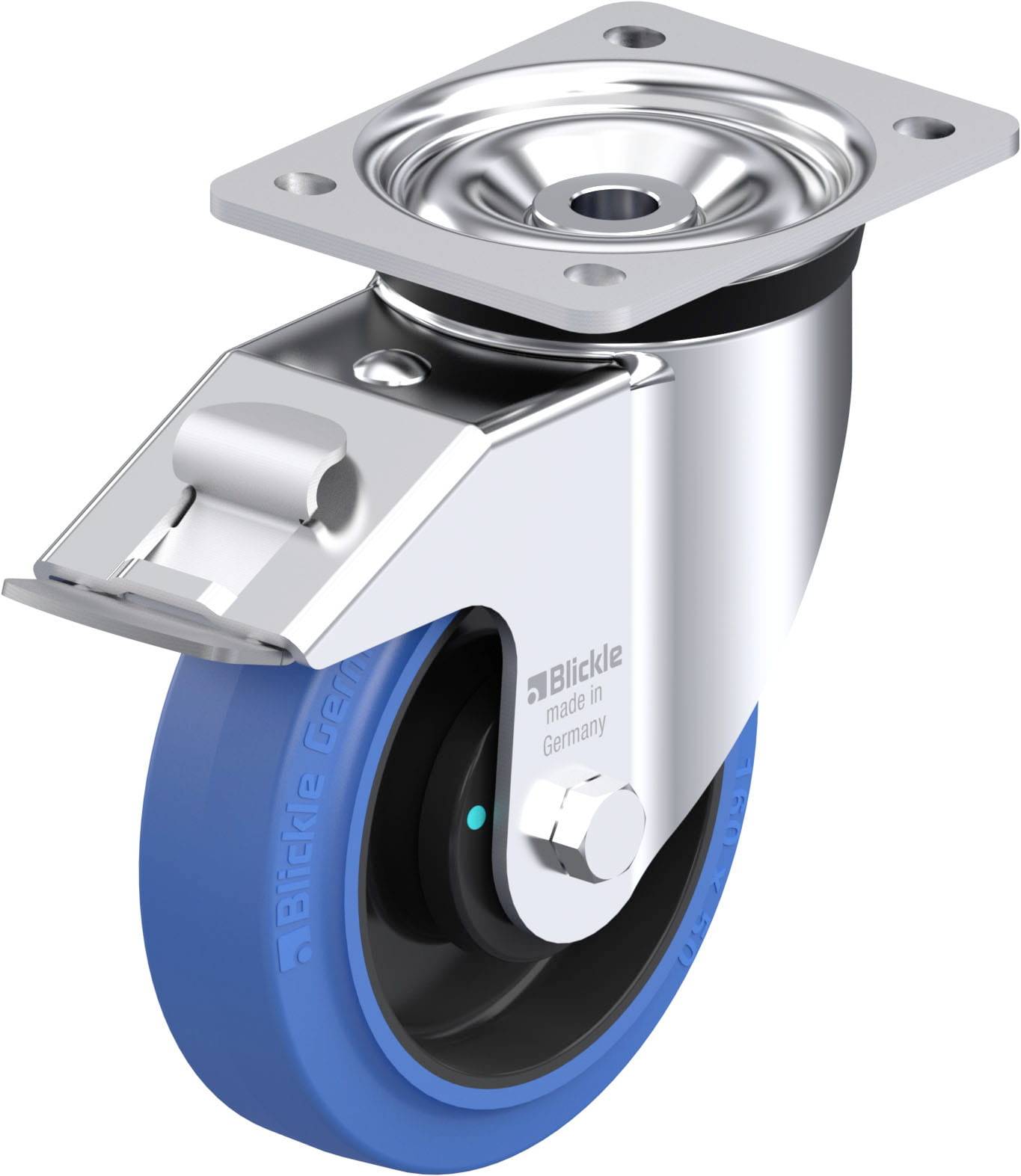 Blickle 851217 LK-POEV 160KAD-FI-SB Acéllemez forgógörgő KerékØ: 160 mm Teherbírás (max.): 400 kg 1 db