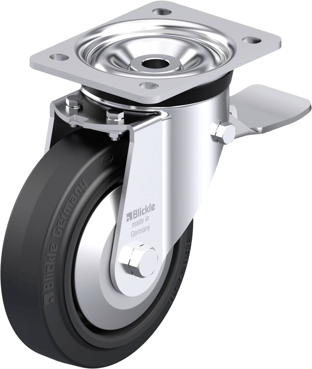 Blickle 851226 LK-POEV 160KAD-ST-FA Acéllemez forgógörgő KerékØ: 160 mm Teherbírás (max.): 400 kg 1 db