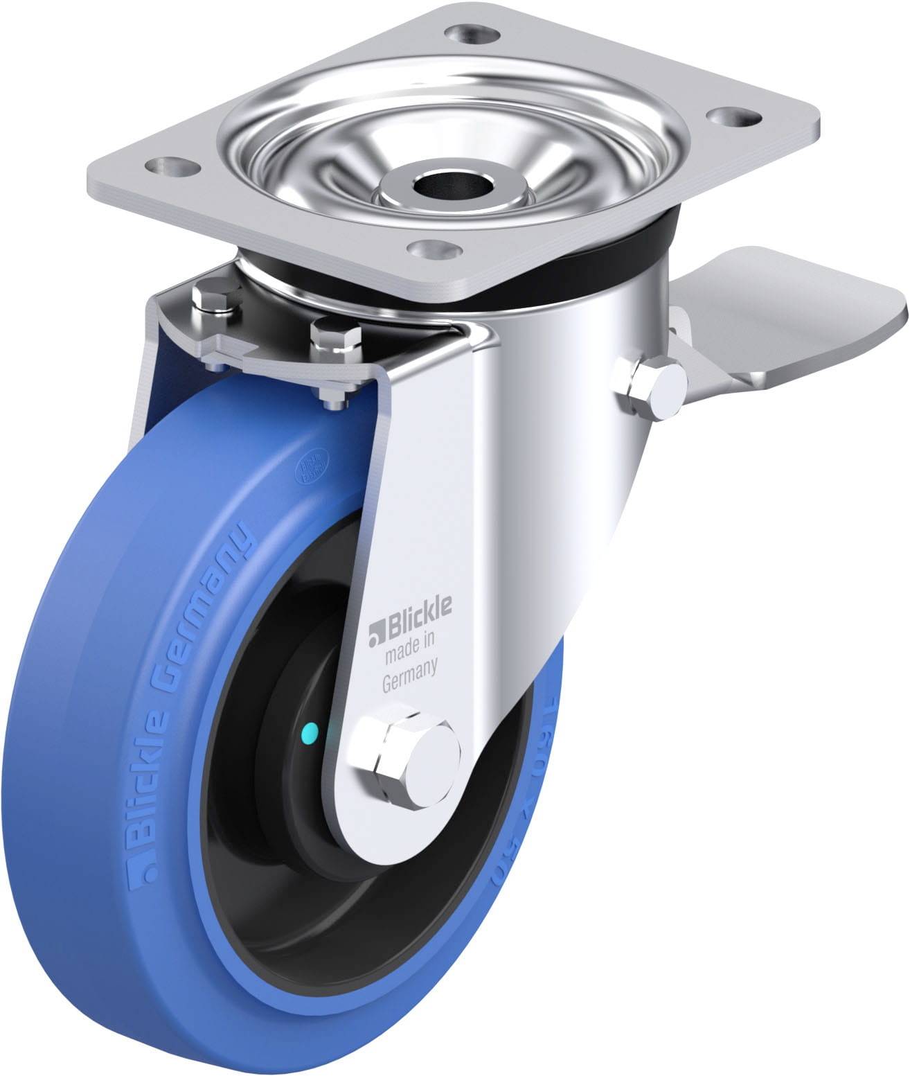 Blickle 851222 LK-POEV 160KAD-ST-SB Acéllemez forgógörgő KerékØ: 160 mm Teherbírás (max.): 400 kg 1 db