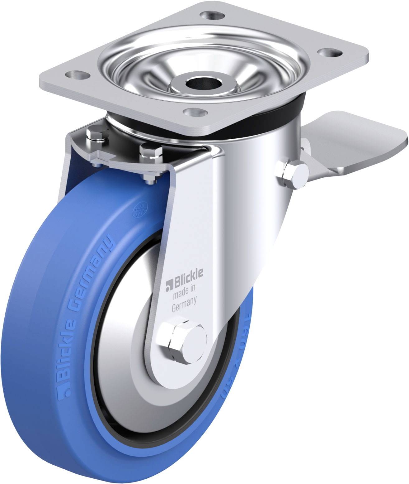 Blickle 851223 LK-POEV 160KAD-ST-SB-FA Acéllemez forgógörgő KerékØ: 160 mm Teherbírás (max.): 400 kg 1 db