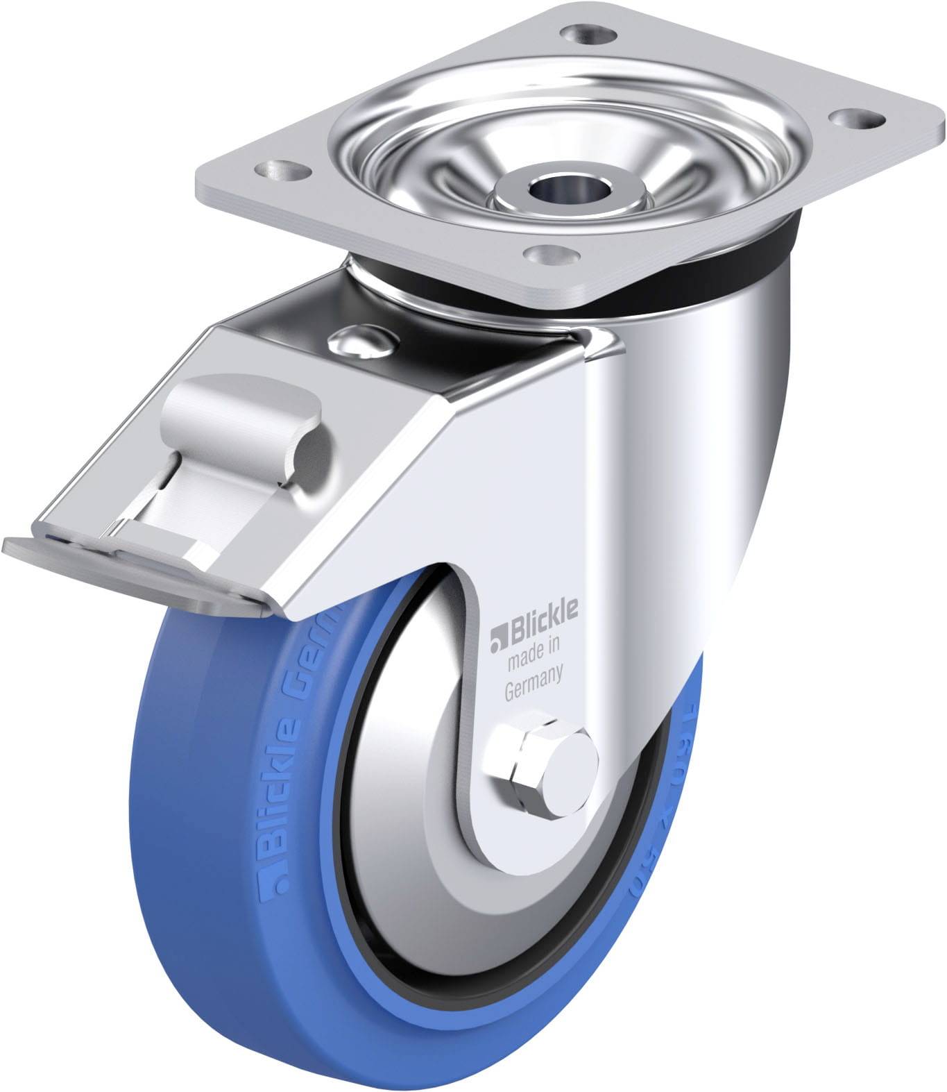 Blickle 750360 LK-POEV 160KA-FI-SB-FA Acéllemez forgógörgő KerékØ: 160 mm Teherbírás (max.): 400 kg 1 db