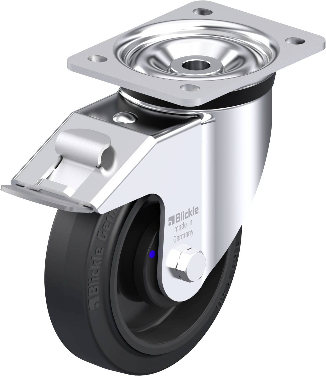 Blickle 851262 LK-POEV 160XKA-FI Acéllemez forgógörgő KerékØ: 160 mm Teherbírás (max.): 400 kg 1 db